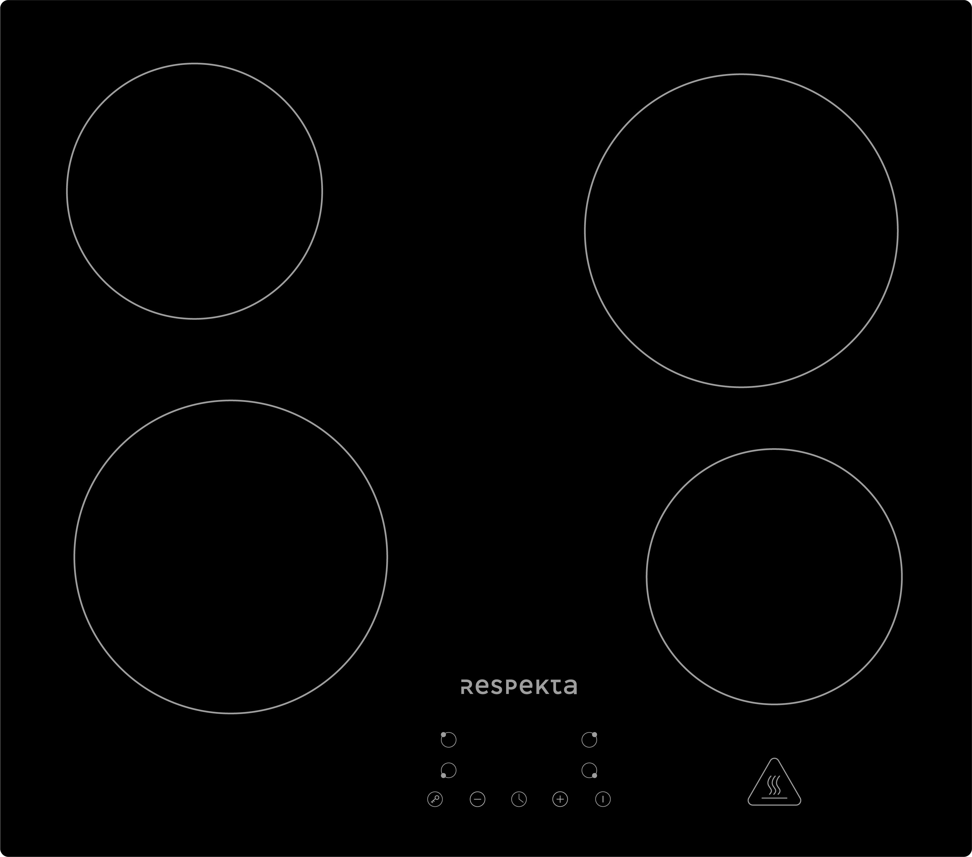 RESPEKTA Elektro-Kochfeld Aaron, 4 Kochzonen, Kindersicherung, Touch Control