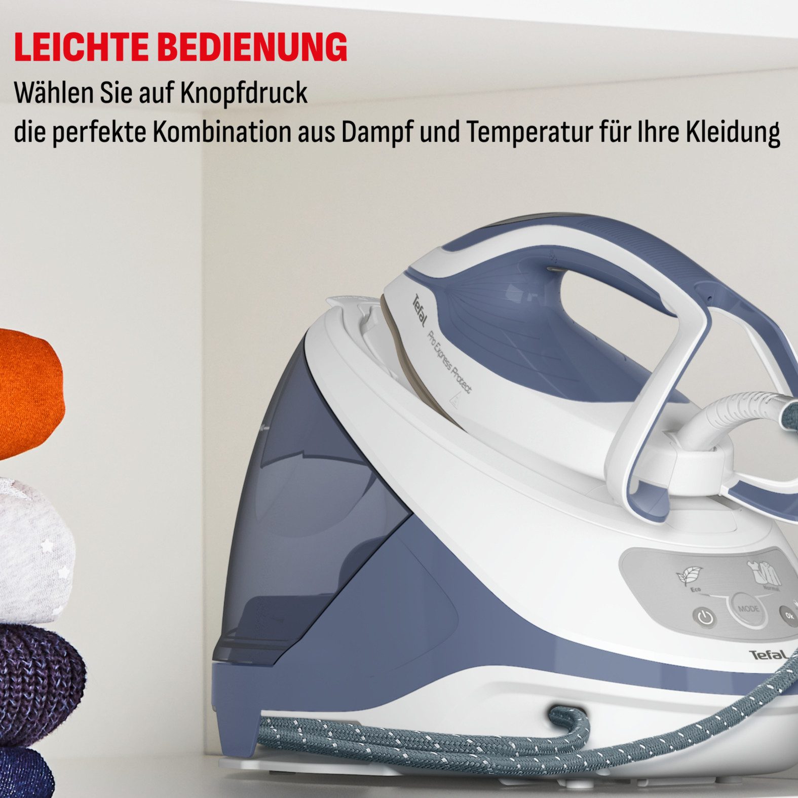 Tefal Dampfbügelstation GV9225 Pro Express Protect mit 550 g/min Boost Dampfstoß, 1800 ml Wassertank, Durilium AirGlide Ultra Thin, Protect System gegen Wasserflecken