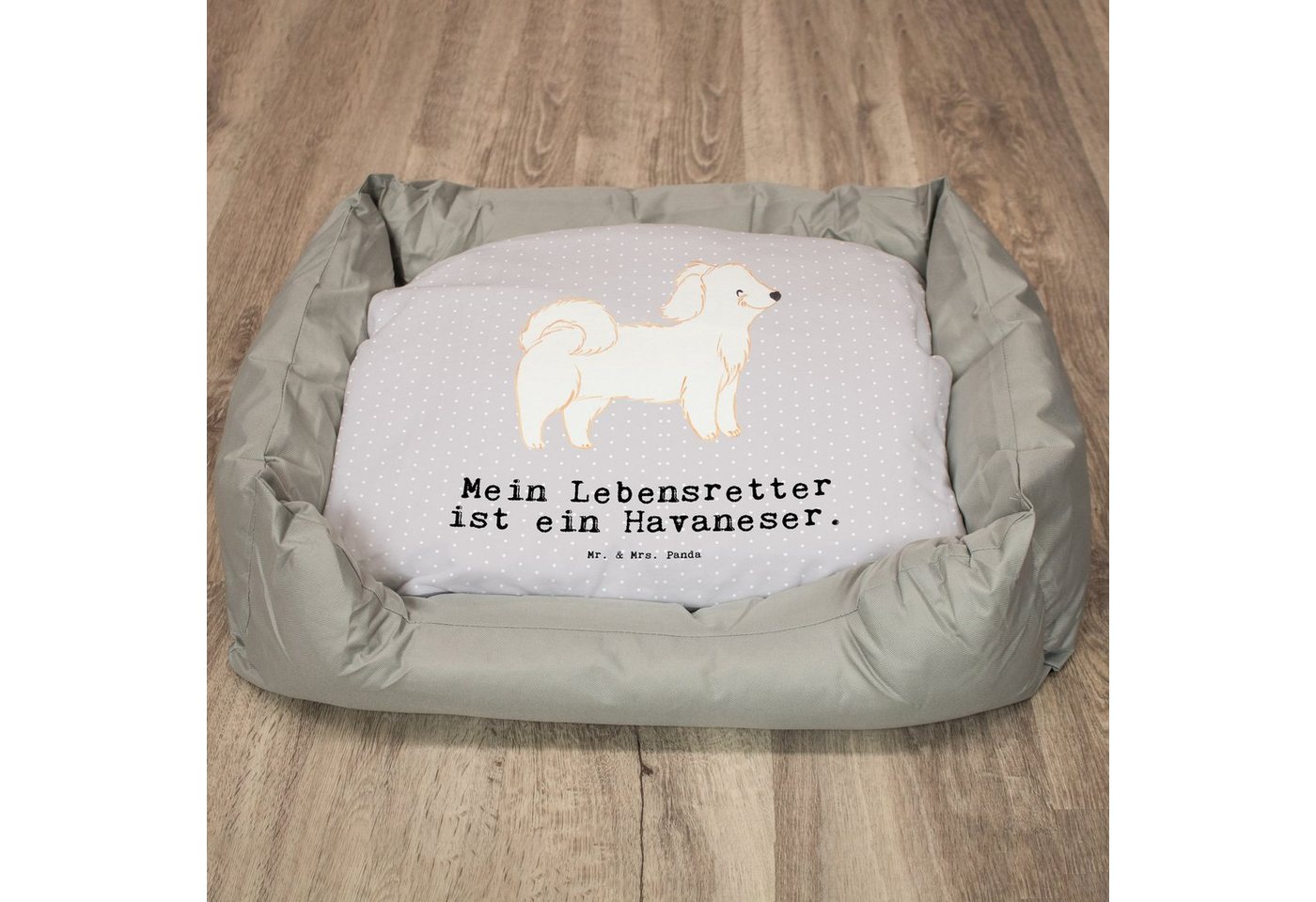 Thumbnail - Mr. & Mrs. Panda Tierbett Havaneser Lebensretter - Grau Pastell - Geschenk, Bichon Havanais, Hu, Ultrabequem