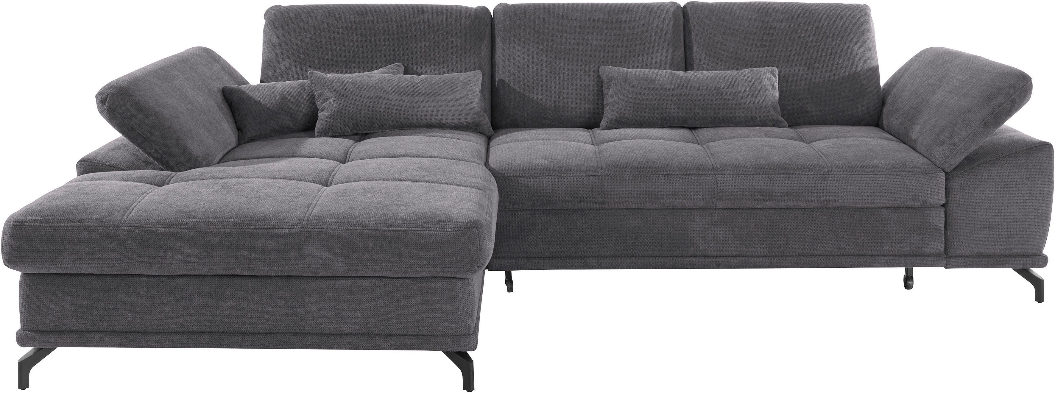 OTTO home Ecksofa Costello L-Form, B: 301cm, Sitztiefen & Armteilverstellung, Federkern, 3 Nierenkissen, mit Schlaffunktion & Bettkasten