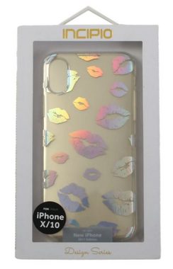 Incipio Handyhülle Incipio Design Cover Hard-Case Schutz-Hülle Tasche für Apple iPhone X Xs 10 14,73 cm (5,8 Zoll), Farbe Klar mit Kuss-Mund Motiven