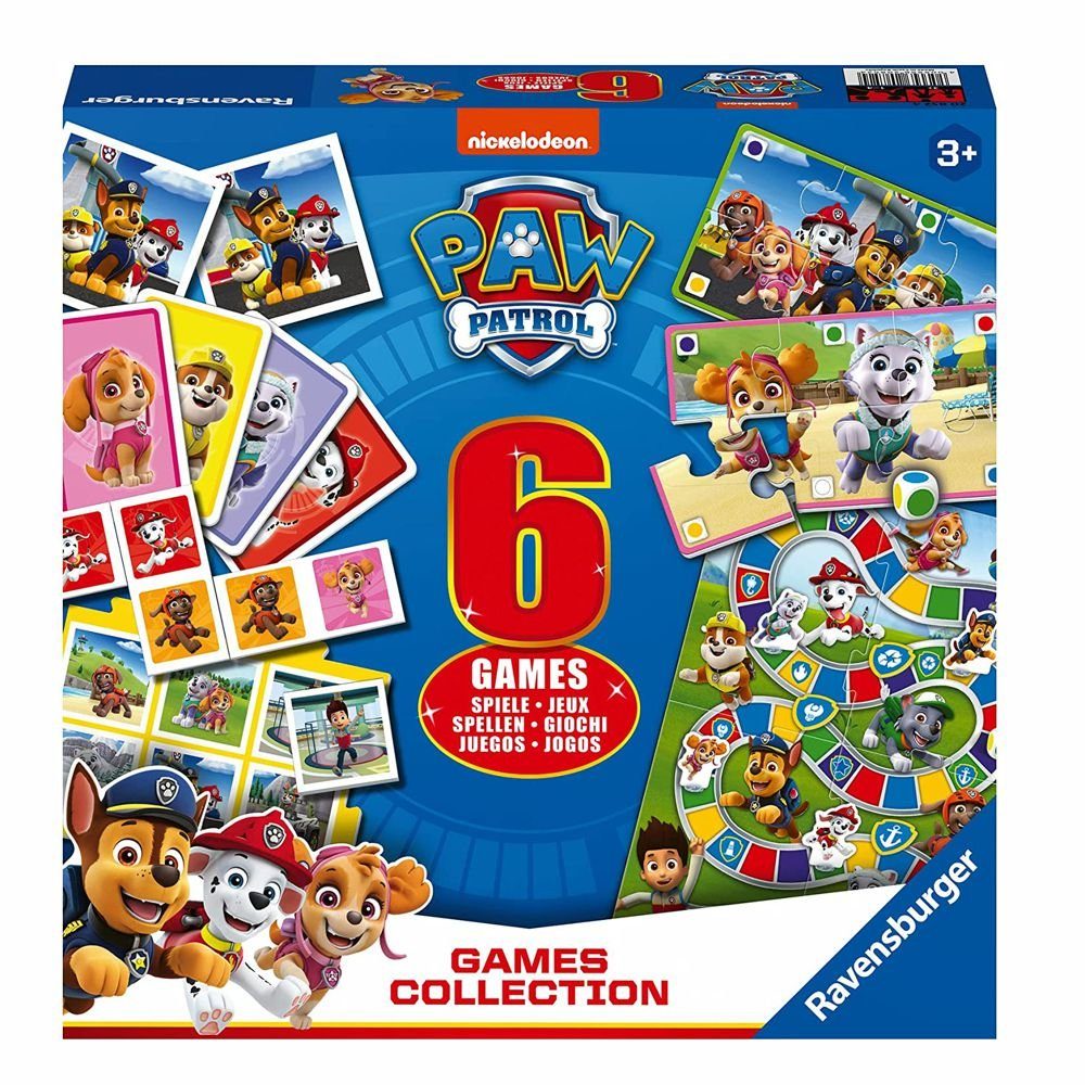 PAW PATROL Spiel Spiele Box 6 in 1 Paw Patrol Ravensburger Spielesammlung, Spielesammlung