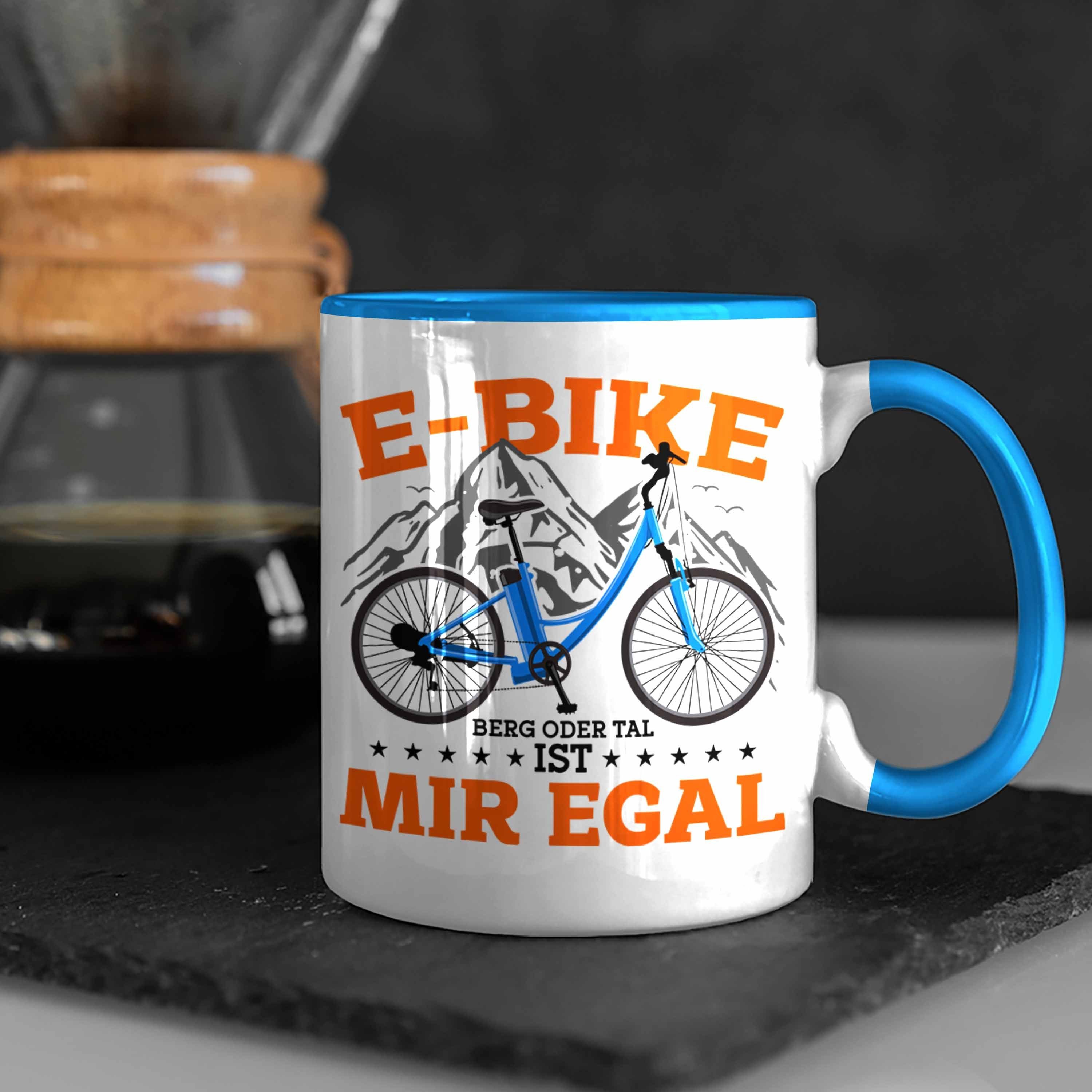 Blau Trendation Tasse Geschenk E-Bike Lustige Fans Tasse E-Bike Sprüche Geschenkidee