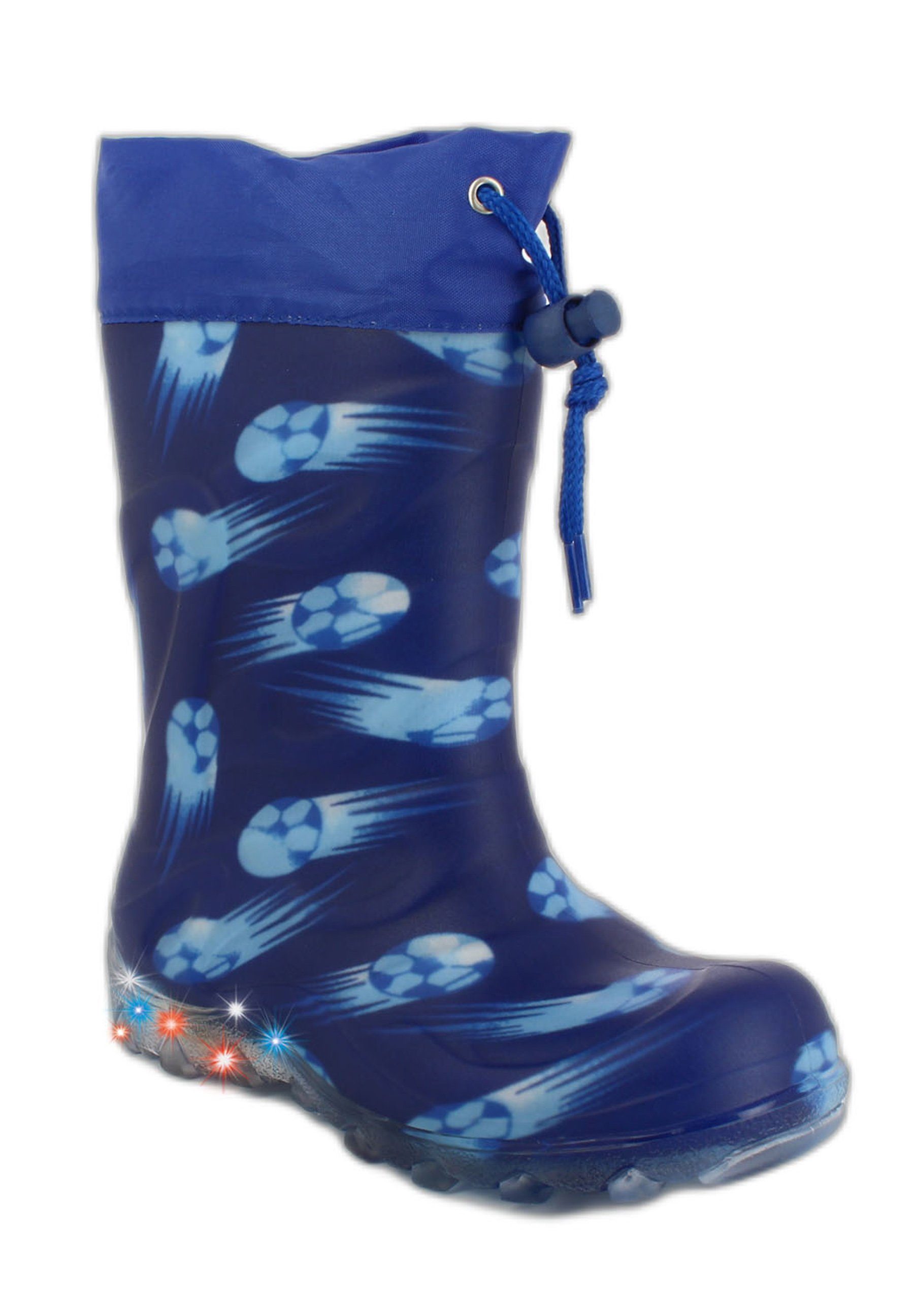 Beck Blinkender Regenstiefel  Fussball mit Warmfutter Gummistiefel (mit Blinksohle für mehr Sicherheit im Dunkeln, für warme Füße bei Nässe und Kälte) wasserdicht, sehr kuscheliges Warmfutter