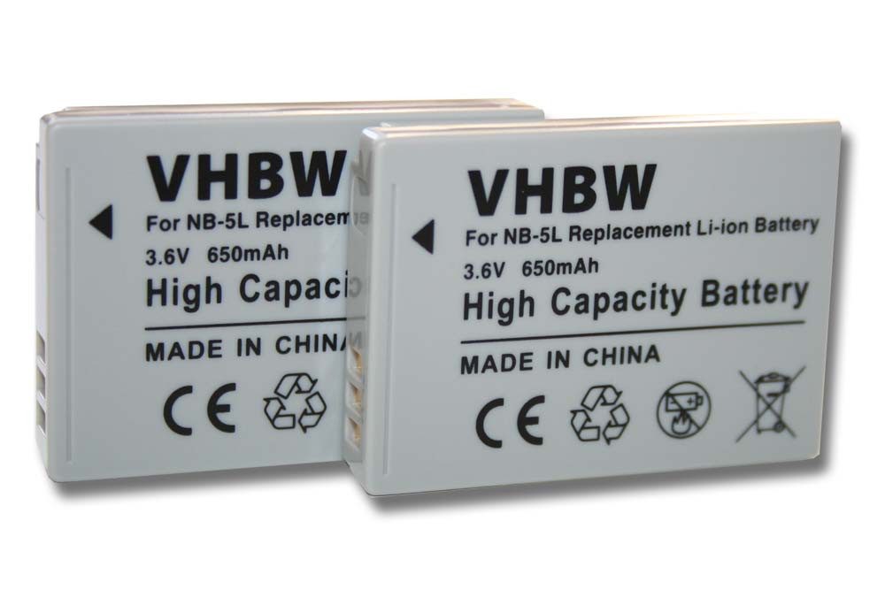 vhbw 650 für mAh Li-Ion Kamera-Akku NB-5L Ersatz (3,6 für Canon V)