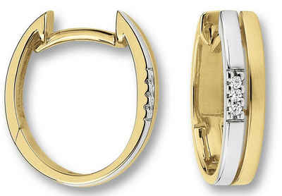 ONE ELEMENT Paar Creolen 0.03 ct Diamant Brillant Ohrringe Creolen aus 585 Gelbgold, Damen Gold Schmuck