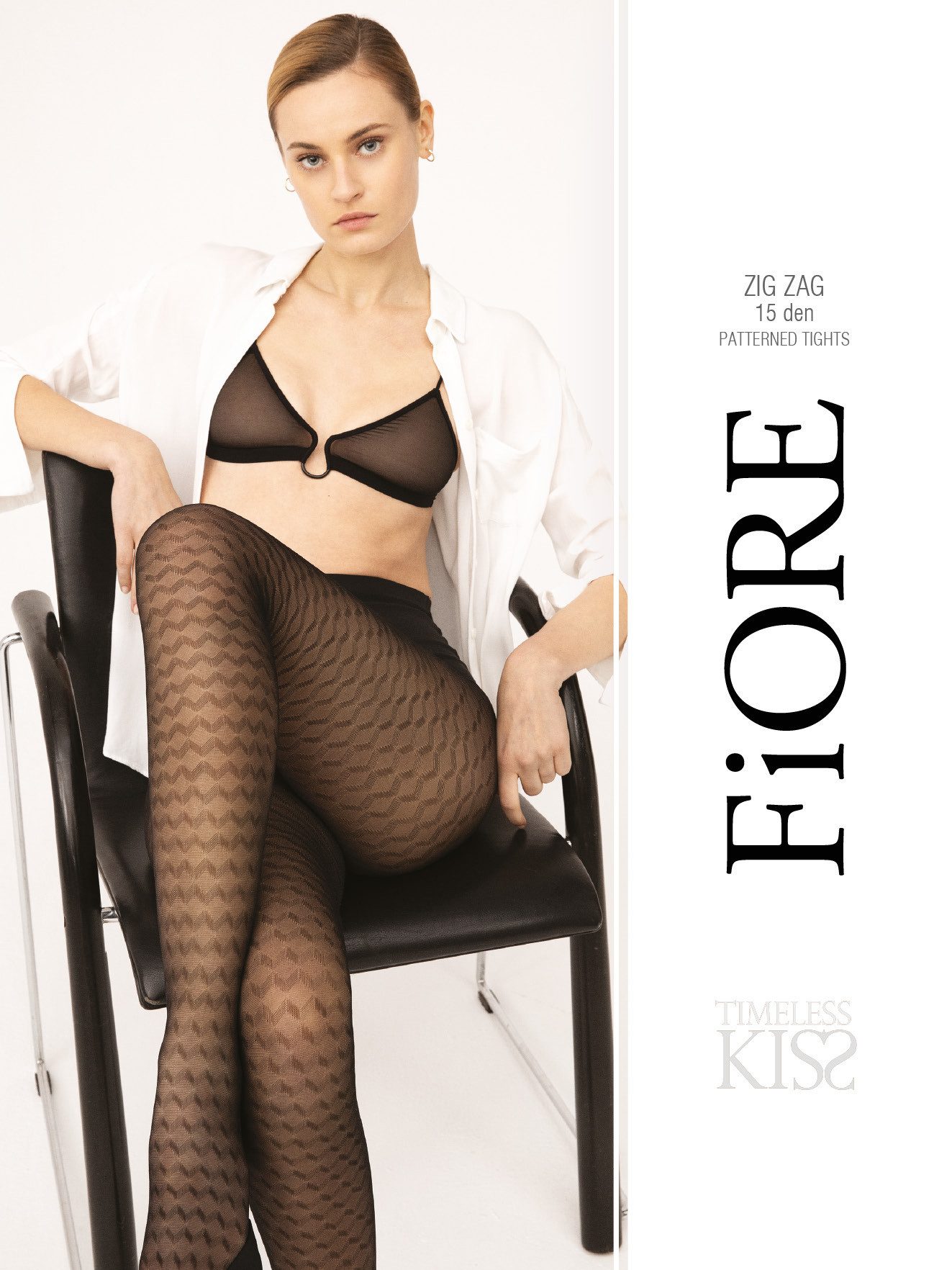 Fiore Feinstrumpfhose Timeless Kiss (Packung 1 St. 1 Paar) Feinstumpfhose 15DEN zeitloses Zickzack-Muster