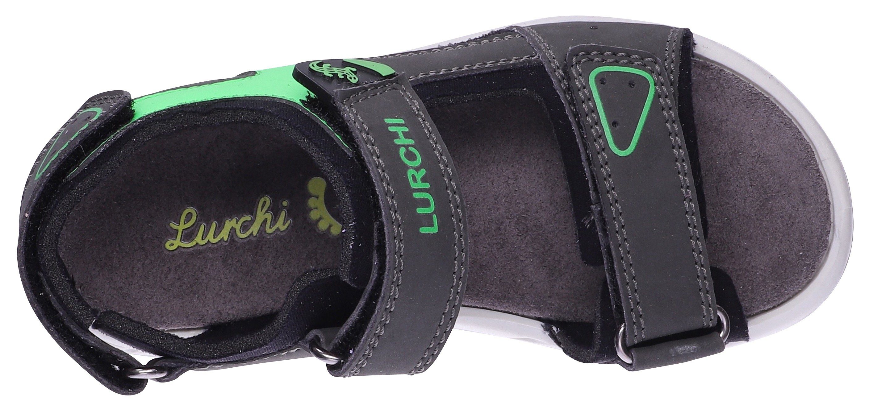 Lurchi OVENO WMS: Mittel Sandale Klettverschlüssen mit grau-neongrün