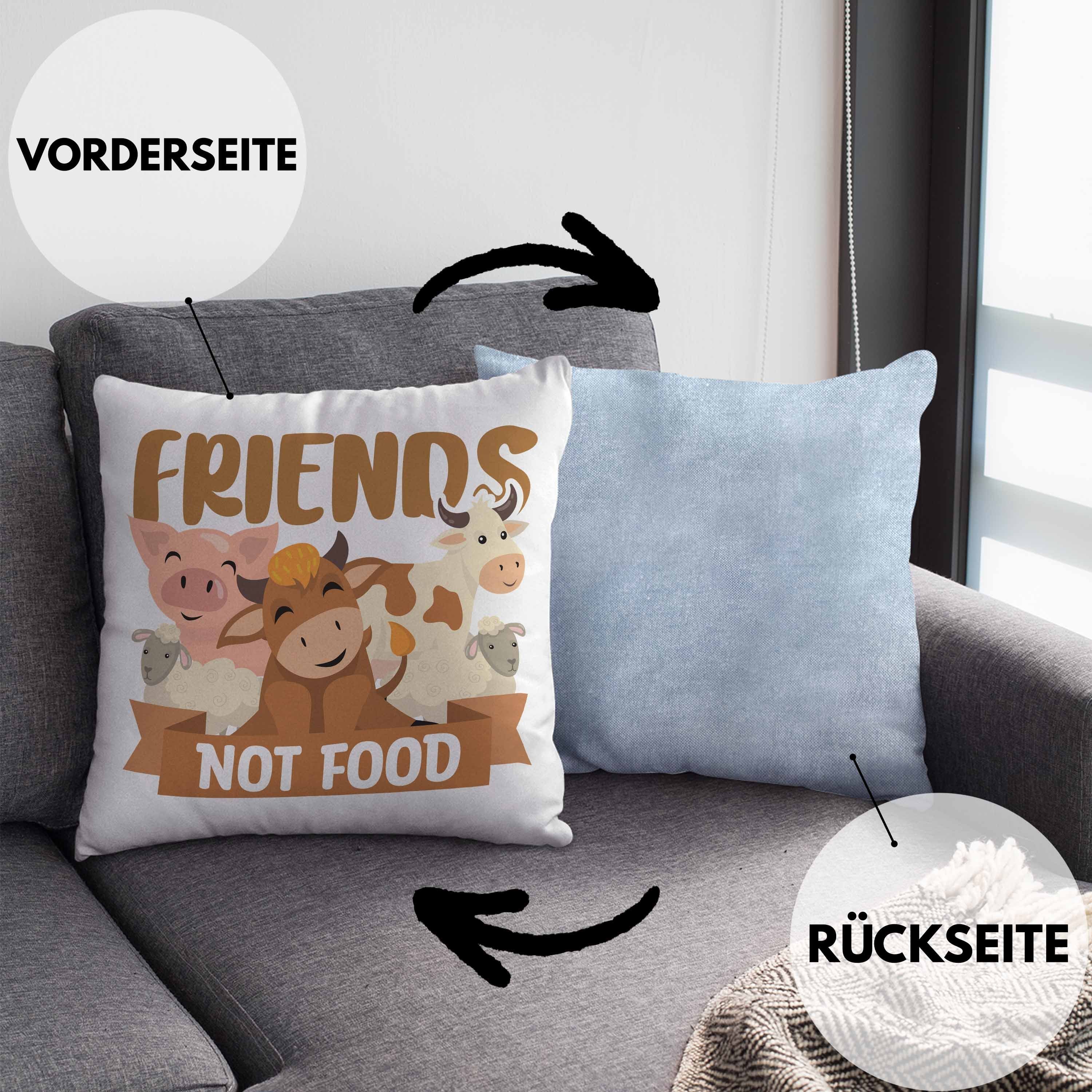 Trendation Dekokissen Trendation Lustiger Lebensweise mit 40x40 - Blau Geschenkidee Kissen Füllung Food Veganerin Spruch Vegane Friends Veganer Vegan Not Geschenk Dekokissen