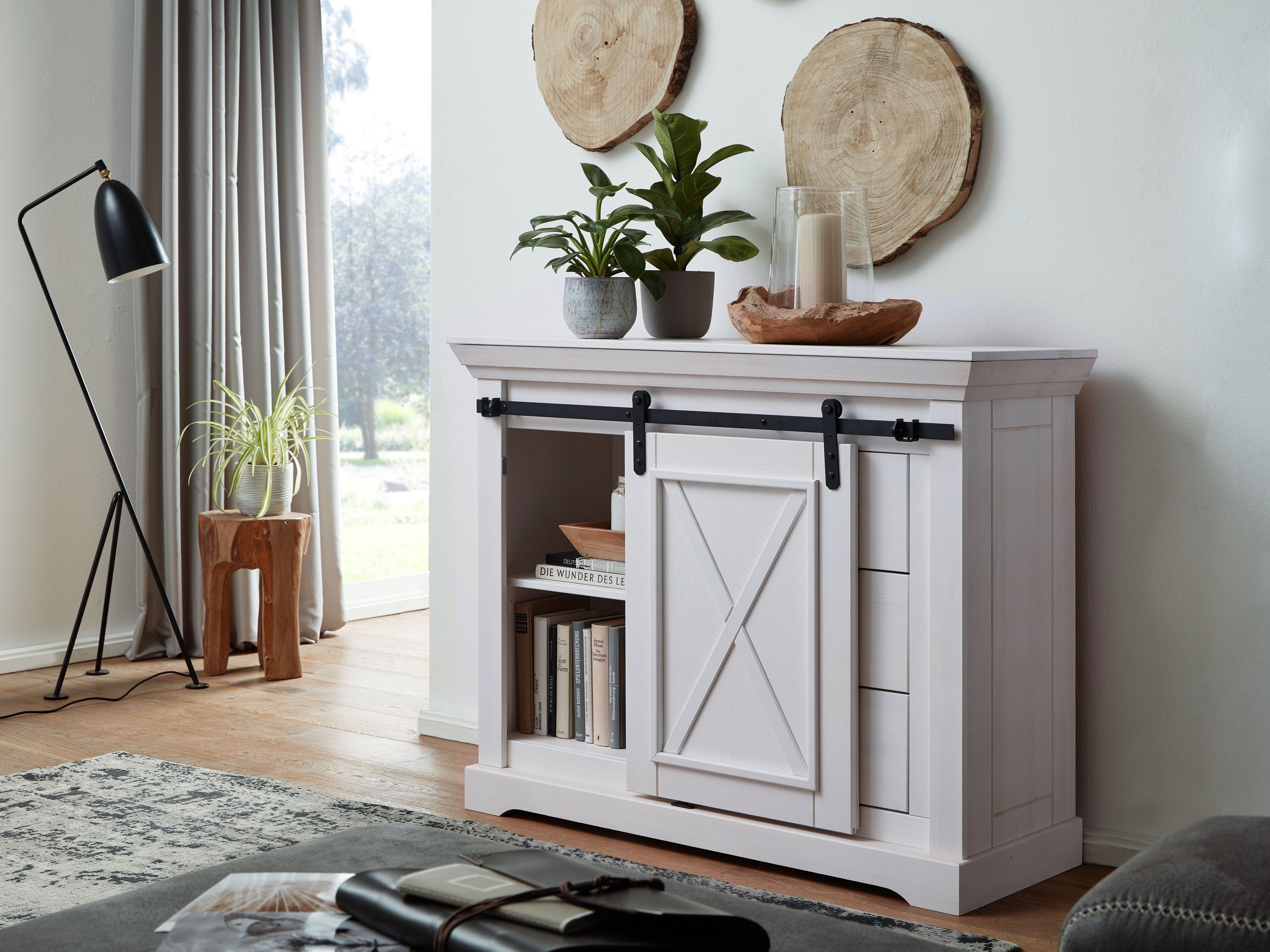 Woodroom Kommode Maribo, Kiefer massiv weiß BxHxT 109x87x40 cm