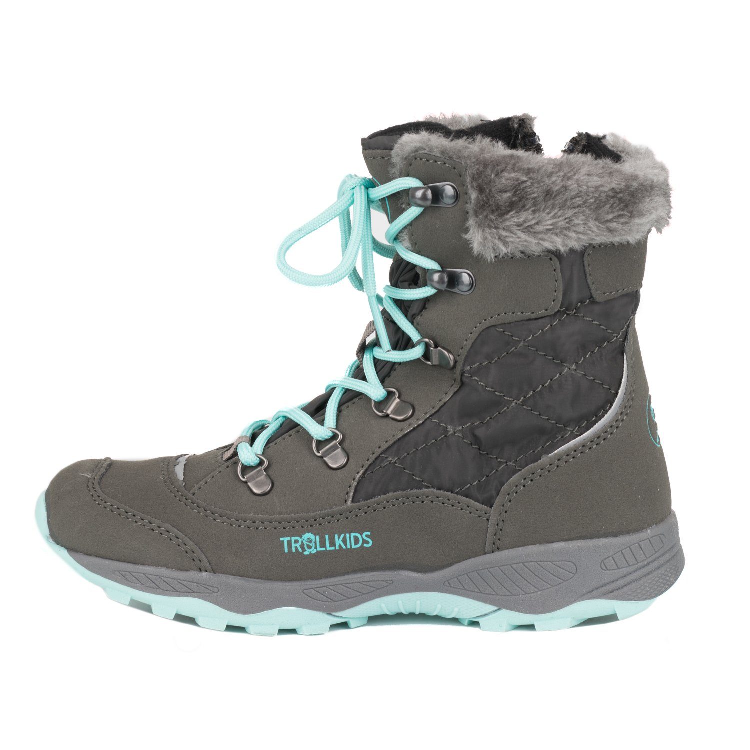 TROLLKIDS Hemsedal Winterstiefel Wasserdicht Stahlgrau / Minze