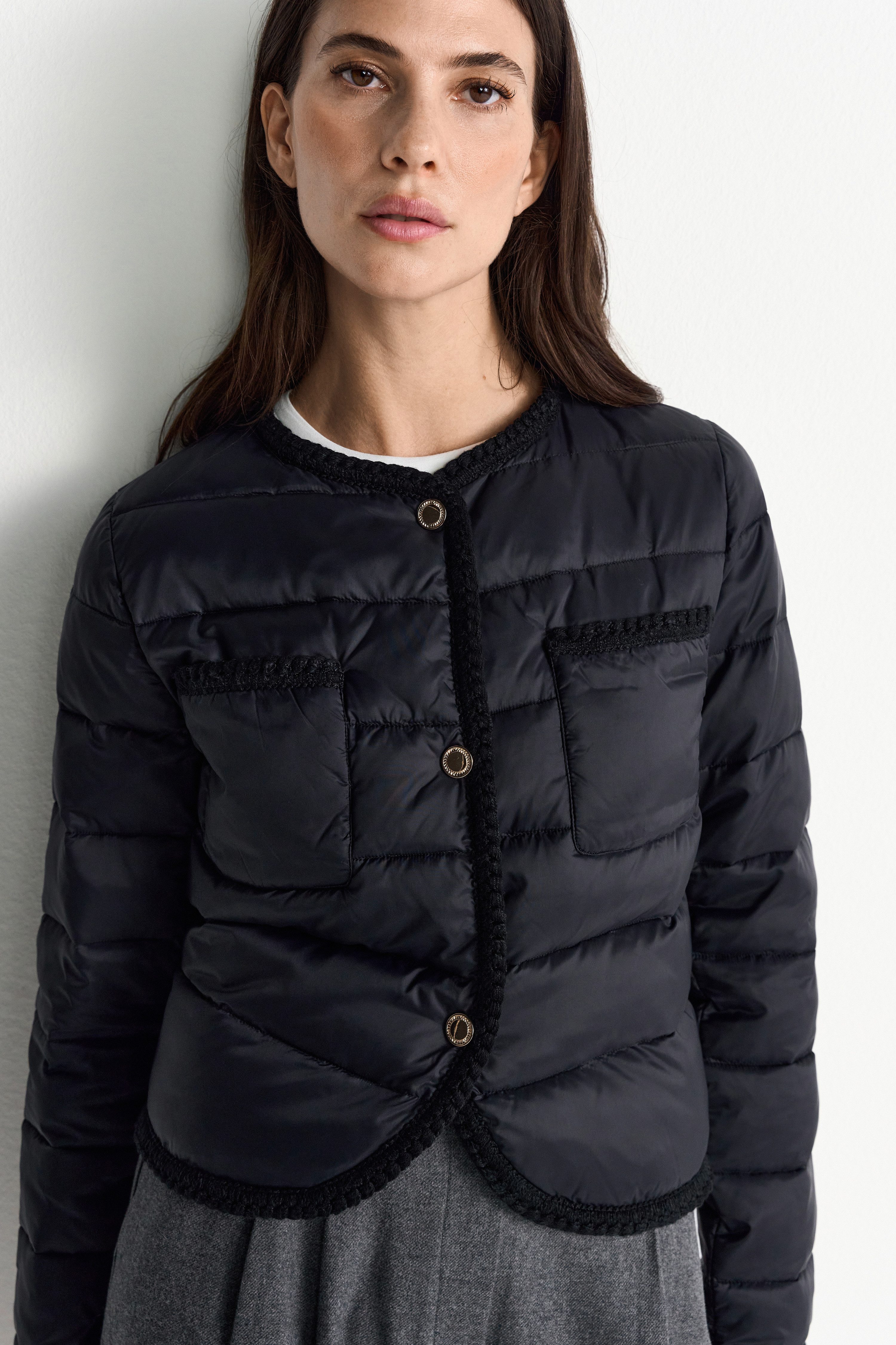 RICHROYAL Steppjacke geflochtene Saumabschlüsse, gerader Schnitt, günstig online kaufen