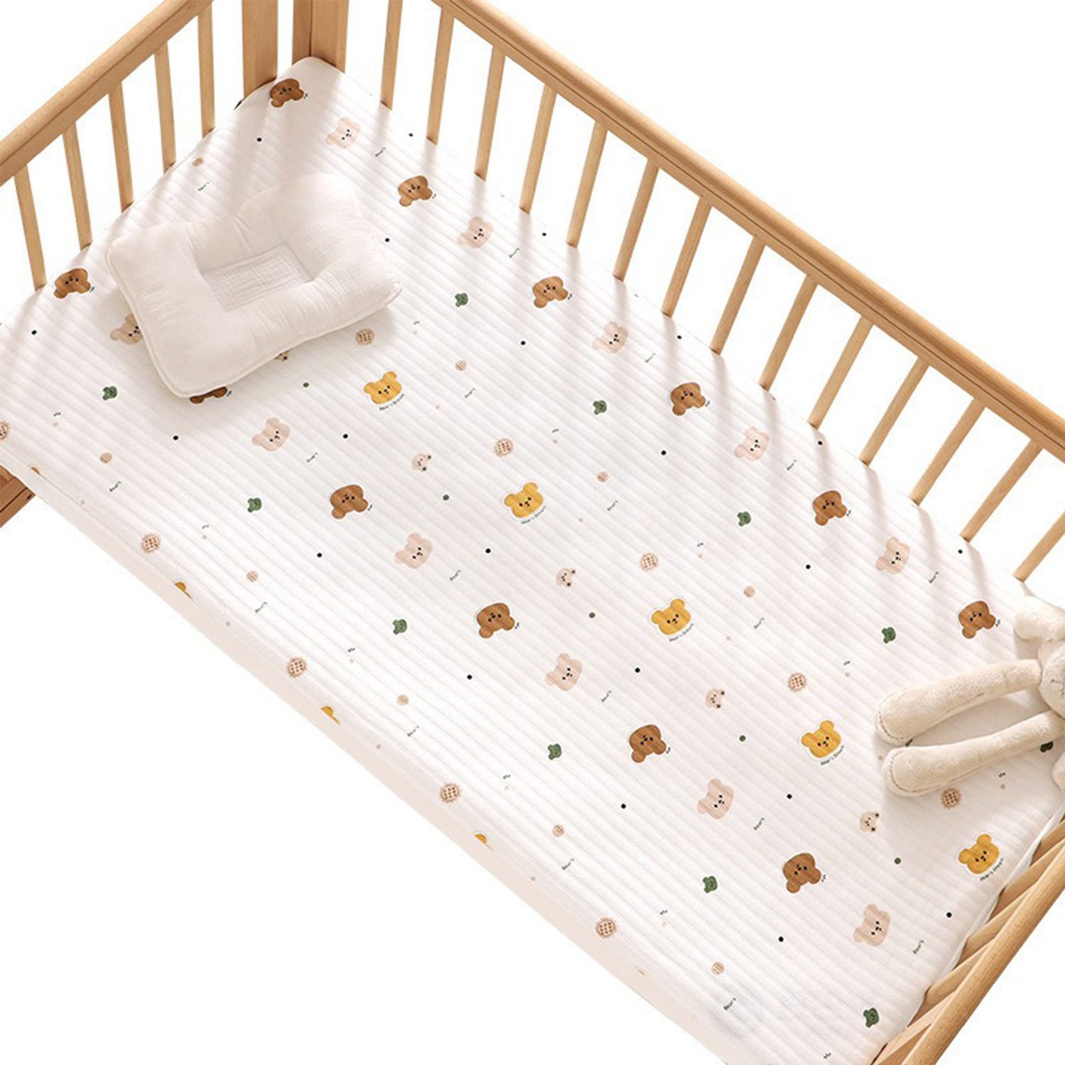 Spannbettlaken Babys Baumwoll-Spannbettlaken Hautfreundlich Weich Babybettwäsche, Refttenw, Gummizug: rundum