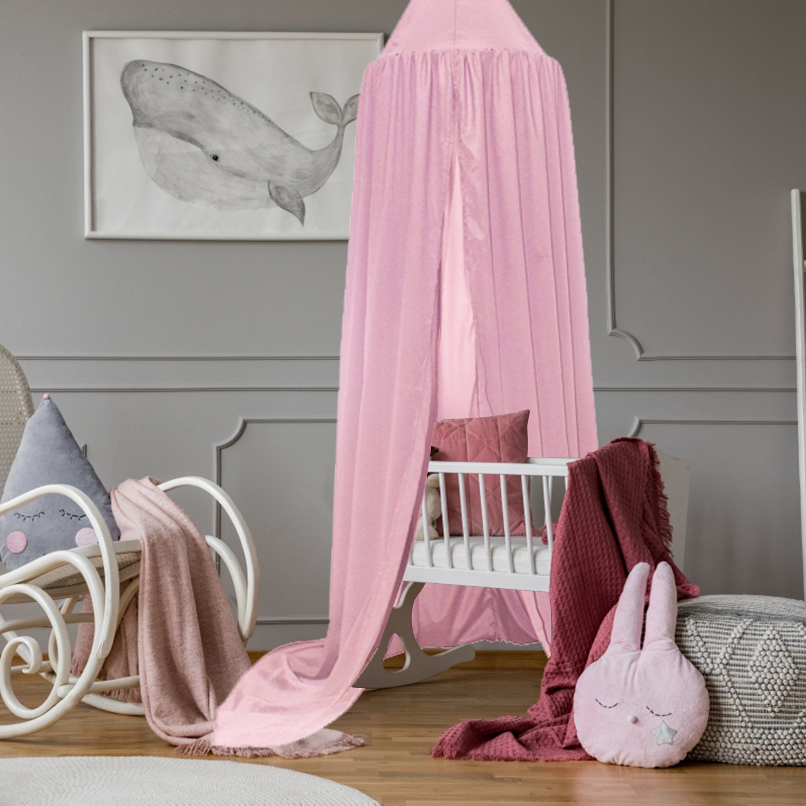 Mücken, Robust Montagezubehör), und (Set, Inklusive Babybett vor Kinder Geschenk 6-tlg., langlebig, Vierjahreszeiten Gimisgu Moskitonetz Prinzessin Rosa Schutz Betthimmel Baldachin