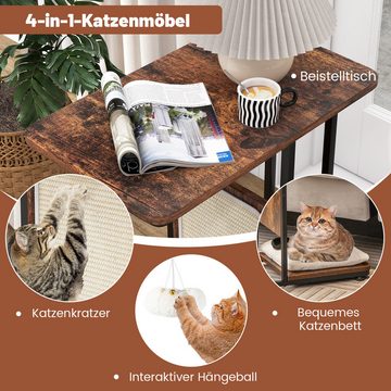COSTWAY Kratzmatte, (1-tlg), Beistelltisch mit Kratzbrett, 4 in 1 Katzenmöbel