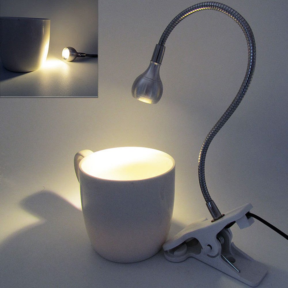 Rosnek LED Klemmtischleuchte LED-Leselicht, Clip-on Schreibtischlampe, USB, Augenschutz, Warmweißes Licht, Warmes Weiß, Weiße, 360° flexibel Schwanenhals