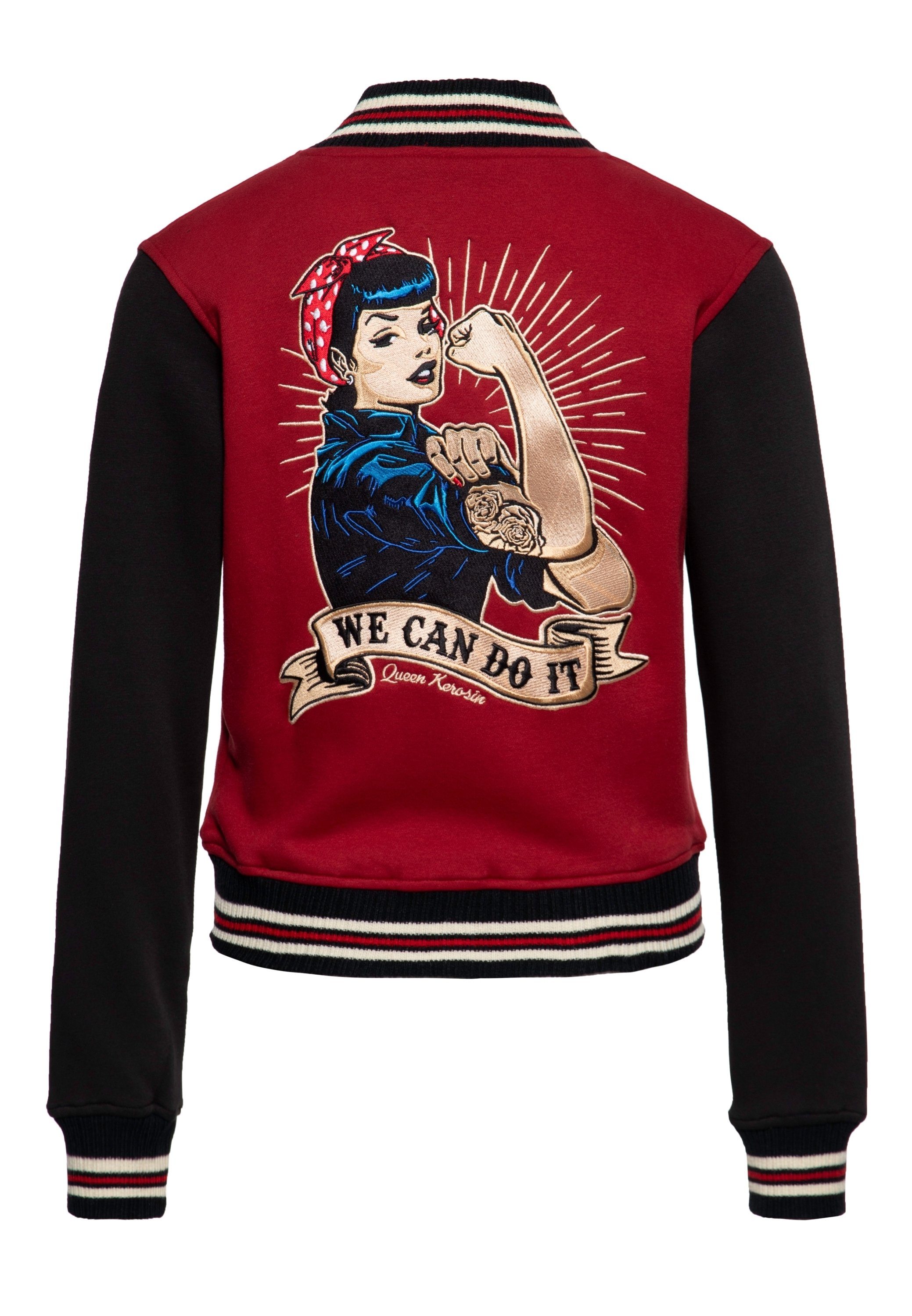 QueenKerosin Collegejacke We Can Do It (1-St) mit großer Rückenstickerei günstig online kaufen
