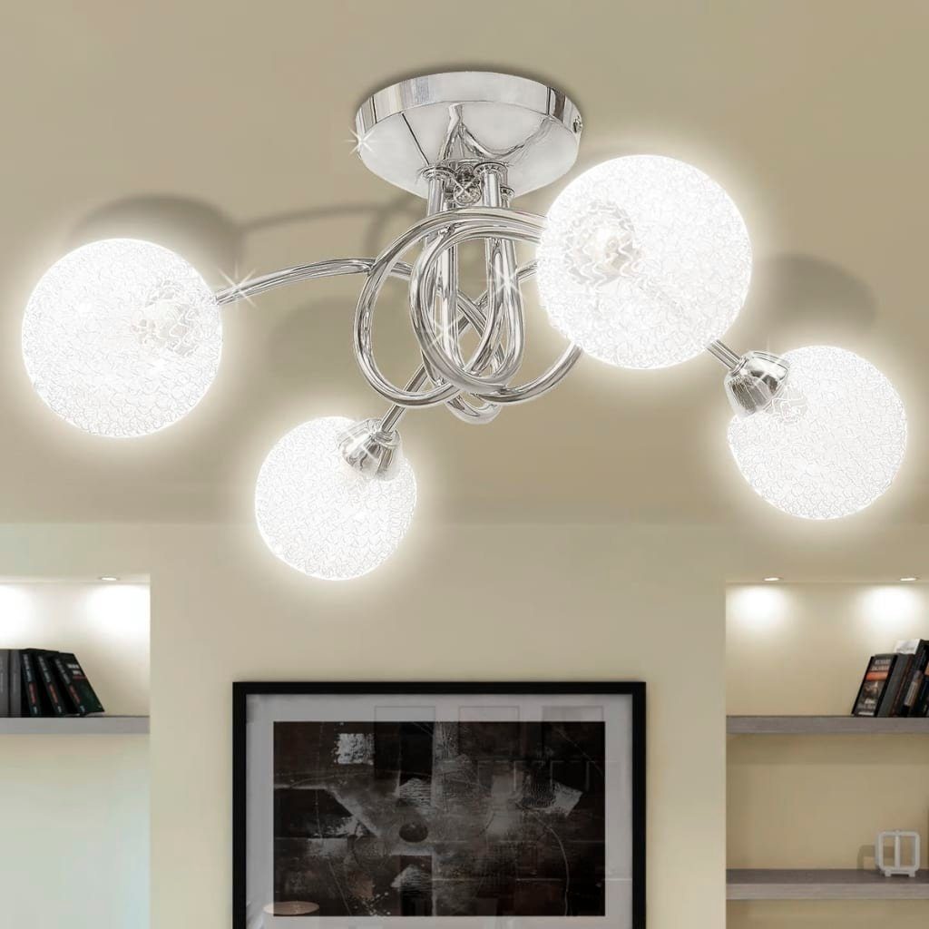 vidaXL Deckenleuchten Deckenleuchte mit Drahtgeflecht-Lampenschirme Transparent 4 Glühlampen G9 ×