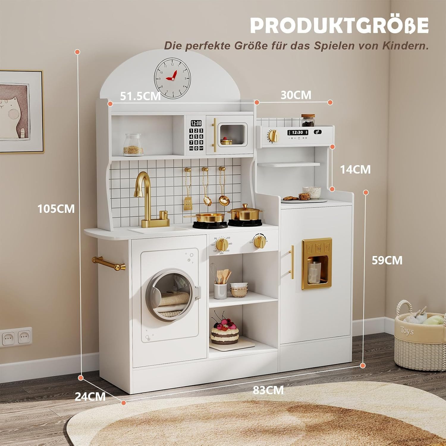 JOYLDIAS Spielküche Kinder-Küchenset, Puppenküche mit Klang und Licht, Ofen günstig online kaufen