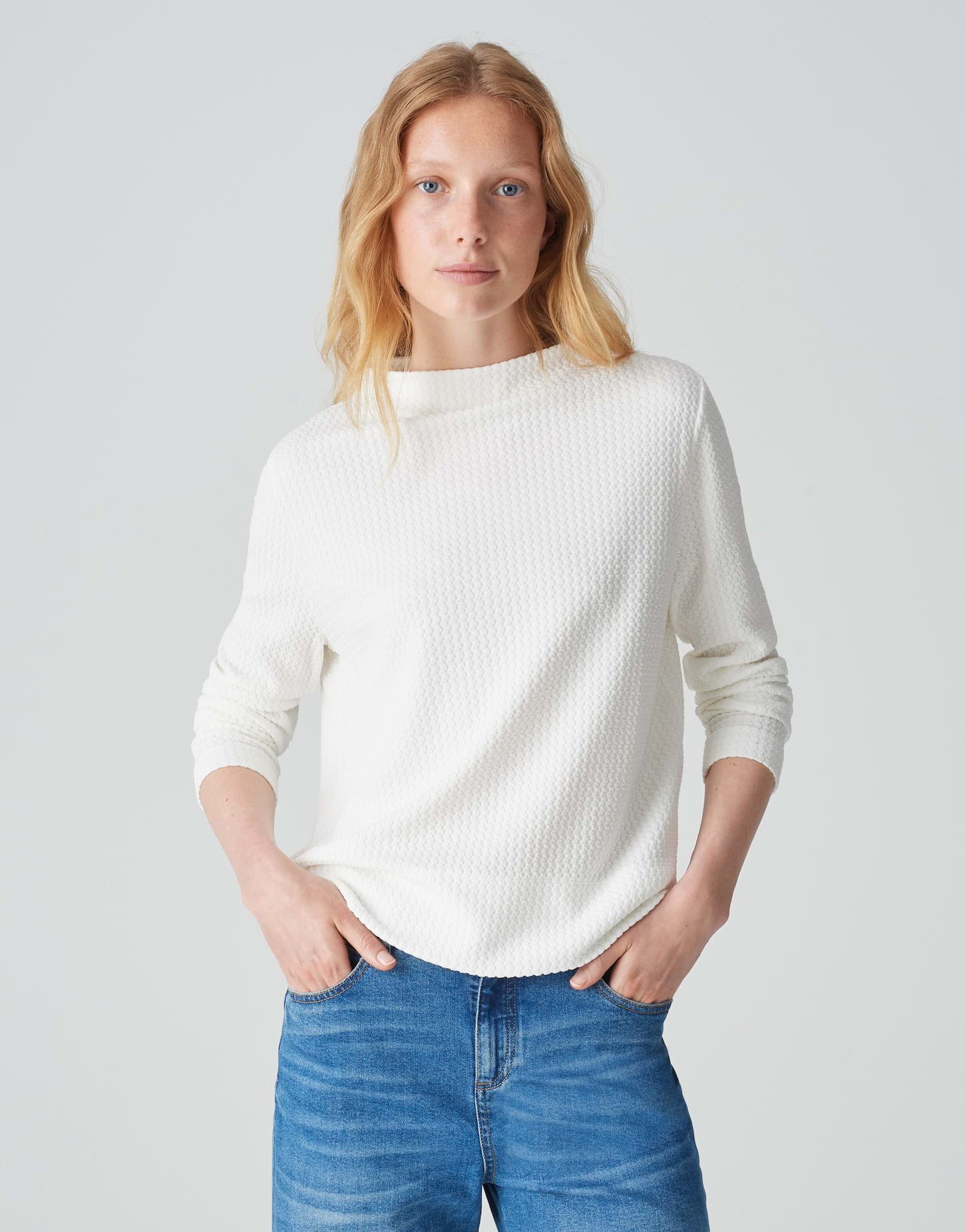 OPUS Langarmshirt Strukturiertes Shirt SUFU Regular aus Viskose Mix günstig online kaufen