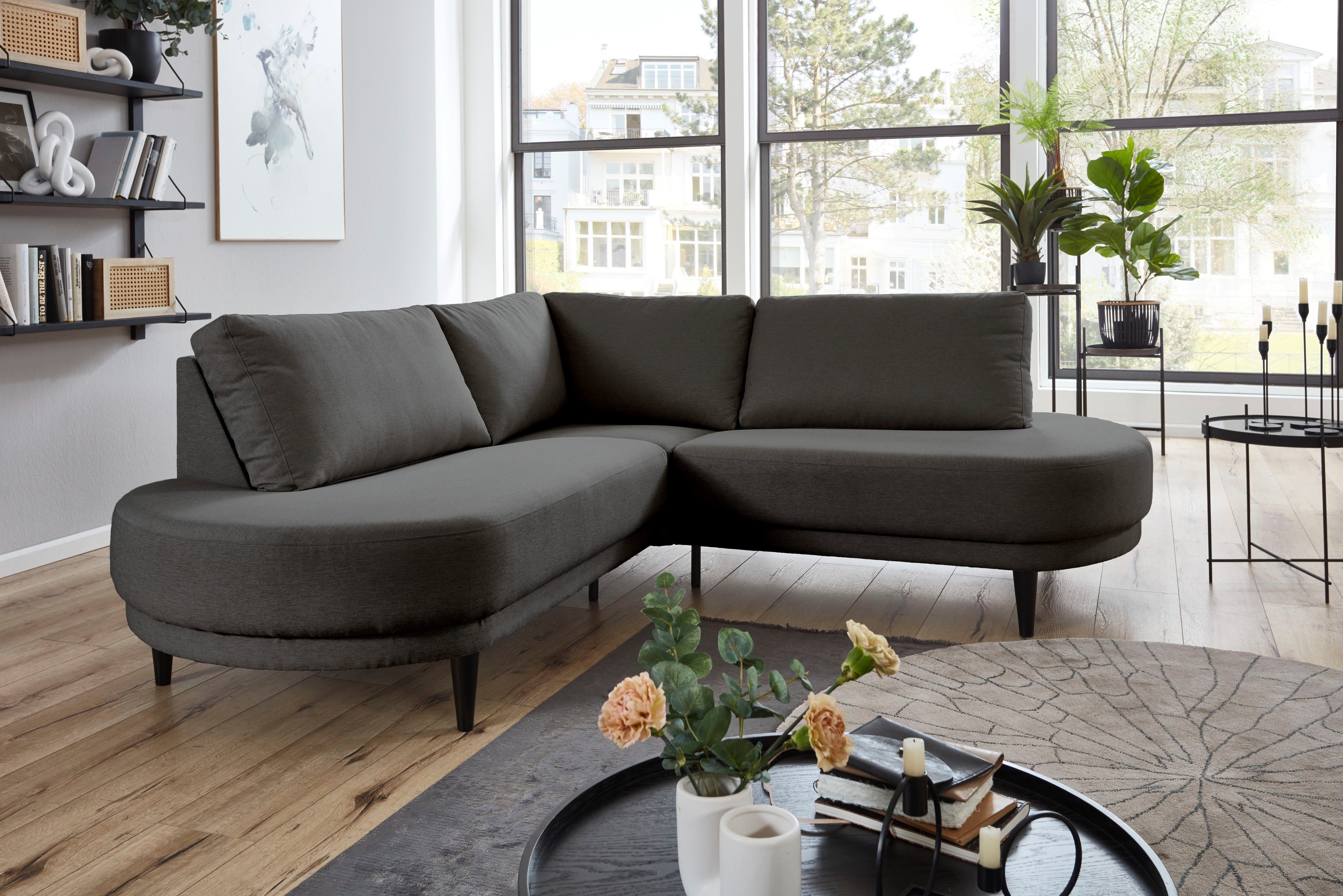 ATLANTIC home collection Ecksofa Ronny L-Form, mit Wellenunterfederung, organische Formsprache, organisches Sofa