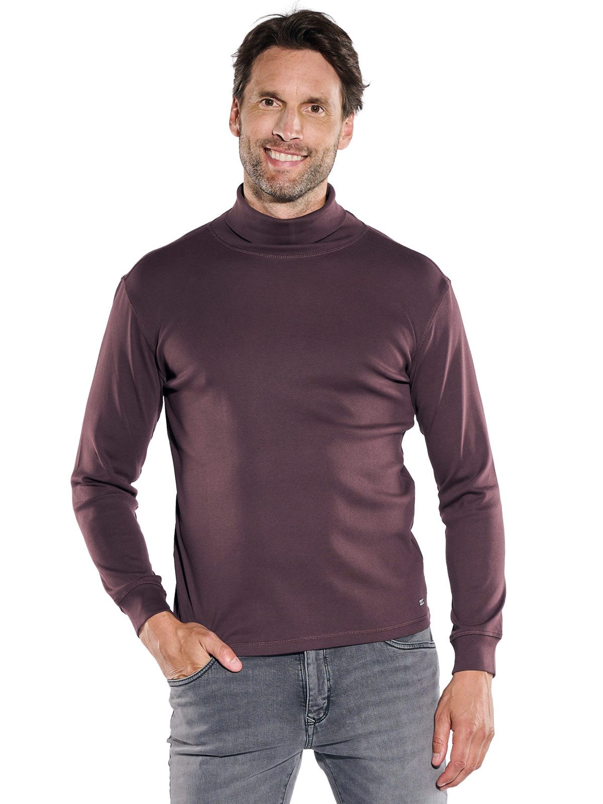 Engbers Langarmshirt Herren Langarmshirt "My Favorite" Rollkragen, Dunkelrot