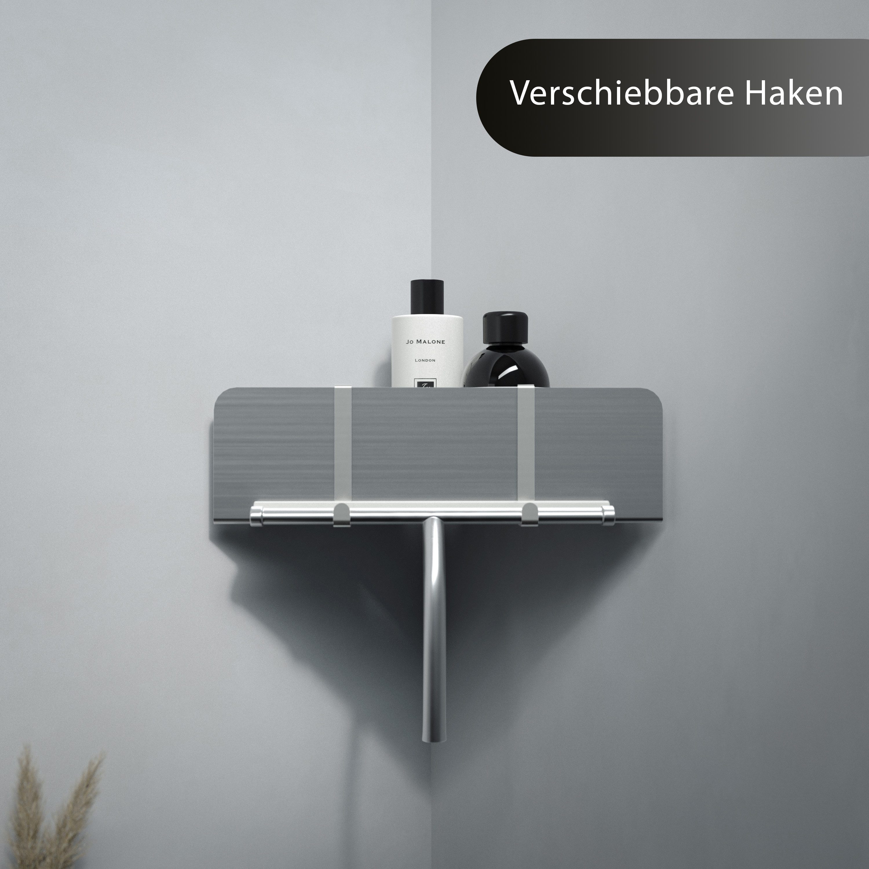 Dolvhin Duschablage ohne Bohren Ecke, Eckregal, Duschregal ecke ohne Bohren, Duschkorb, Badablage, Mit Wasser Ablaufrillen, Inkl. extra starkem Montage Klebeset