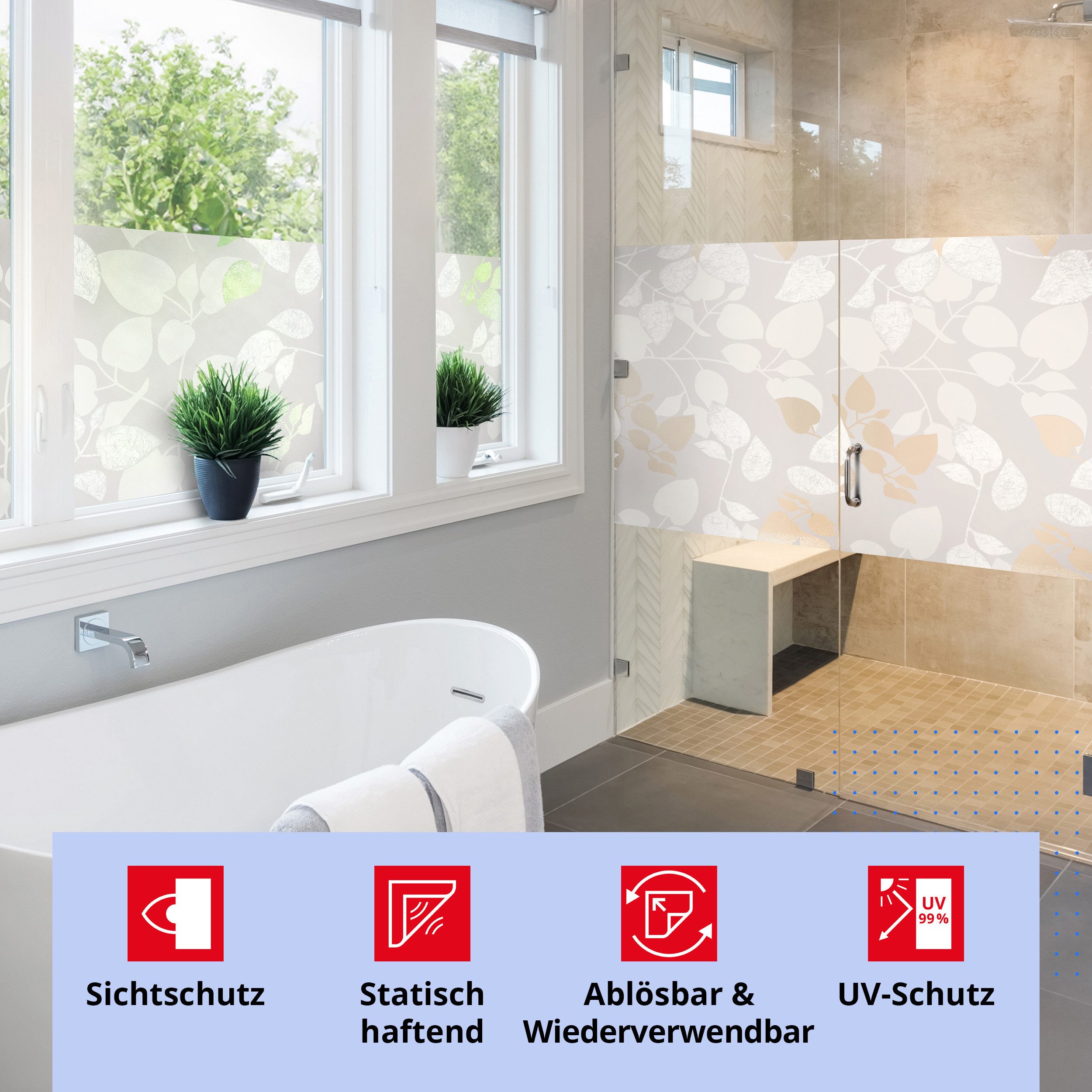 d-c-fix Fensterfolie Amena Sichtschutzfolie selbsthaftend Deko Folie für Fenster innen, Spürbar geprägt, Statisch haftend - Rückstandslos entfernbar & wiederver – Bild 3 von 5