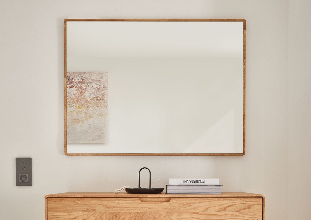 Main Möbel Garderobenspiegel 100x80cm "Kent" Wildeiche massiv