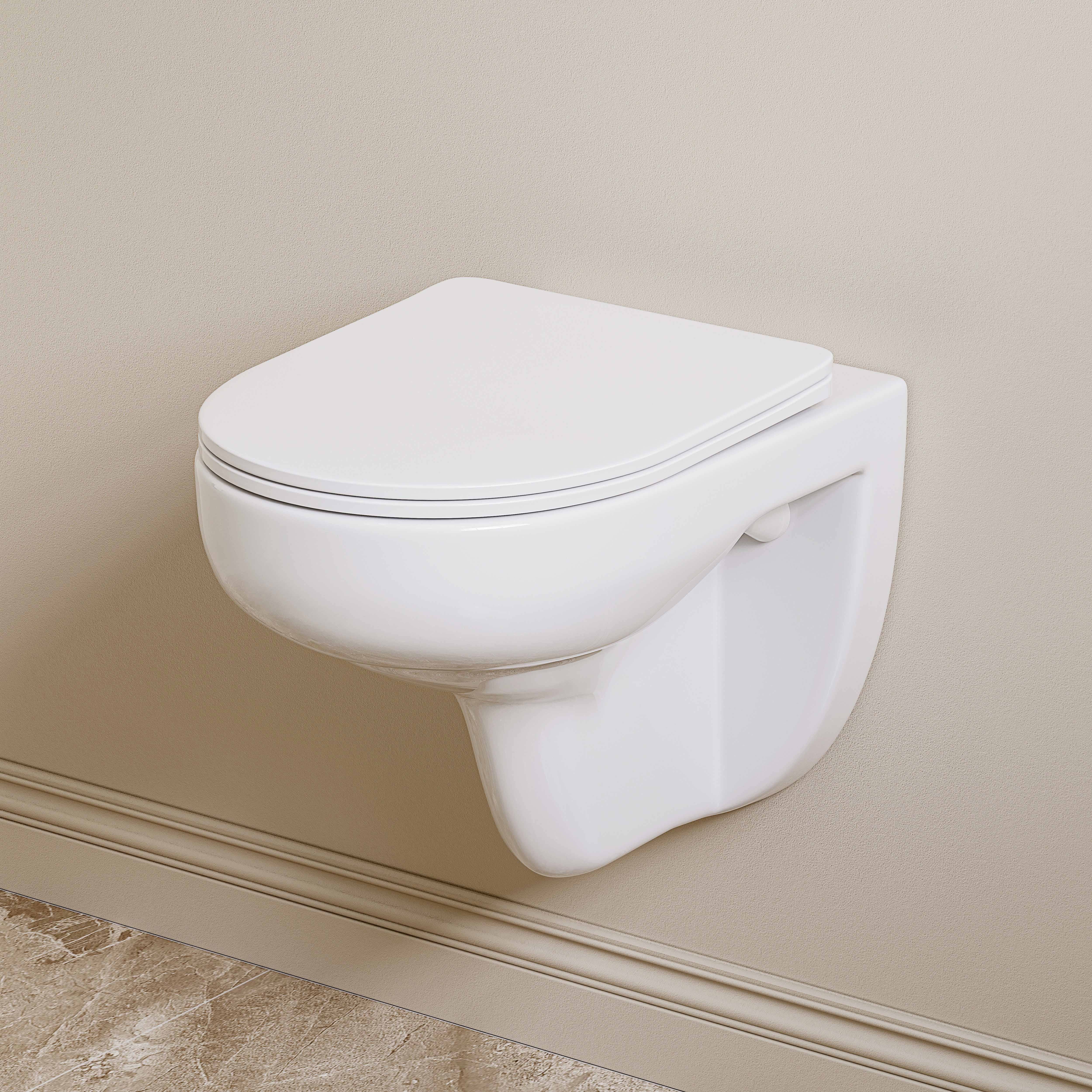 HOROW WC-Komplettset Vorwandelement WC WC-Komplettset Spülkasten hänge WC Set, wandhangend, (Toilette mit Spülkasten Spülrandloses WC Wand WC Spülrandlos) – Bild 2 von 5