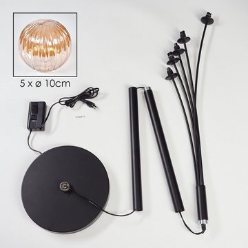 hofstein Stehlampe Stehlampe aus Metall/Riffelglas in Schwarz/Bernstein, ohne Leuchtmittel, Leuchte mit Glasschirmen (10cm), dimmbar, 5xG9, ohne Leuchtmittel