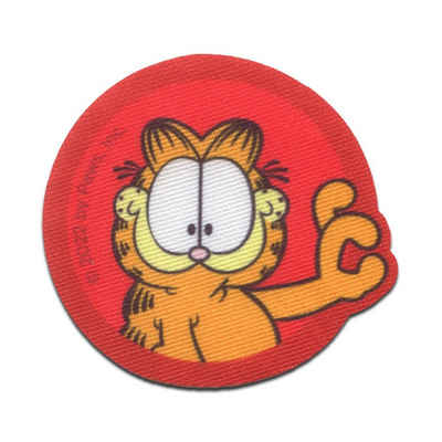 Garfield Aufnäher Bügelbild, Aufbügler, Applikationen, Patches, Flicken, zum aufbügeln, Polyester, Garfield © OK Comic Katze gedruckt - Größe: 6,5 x 6 cm