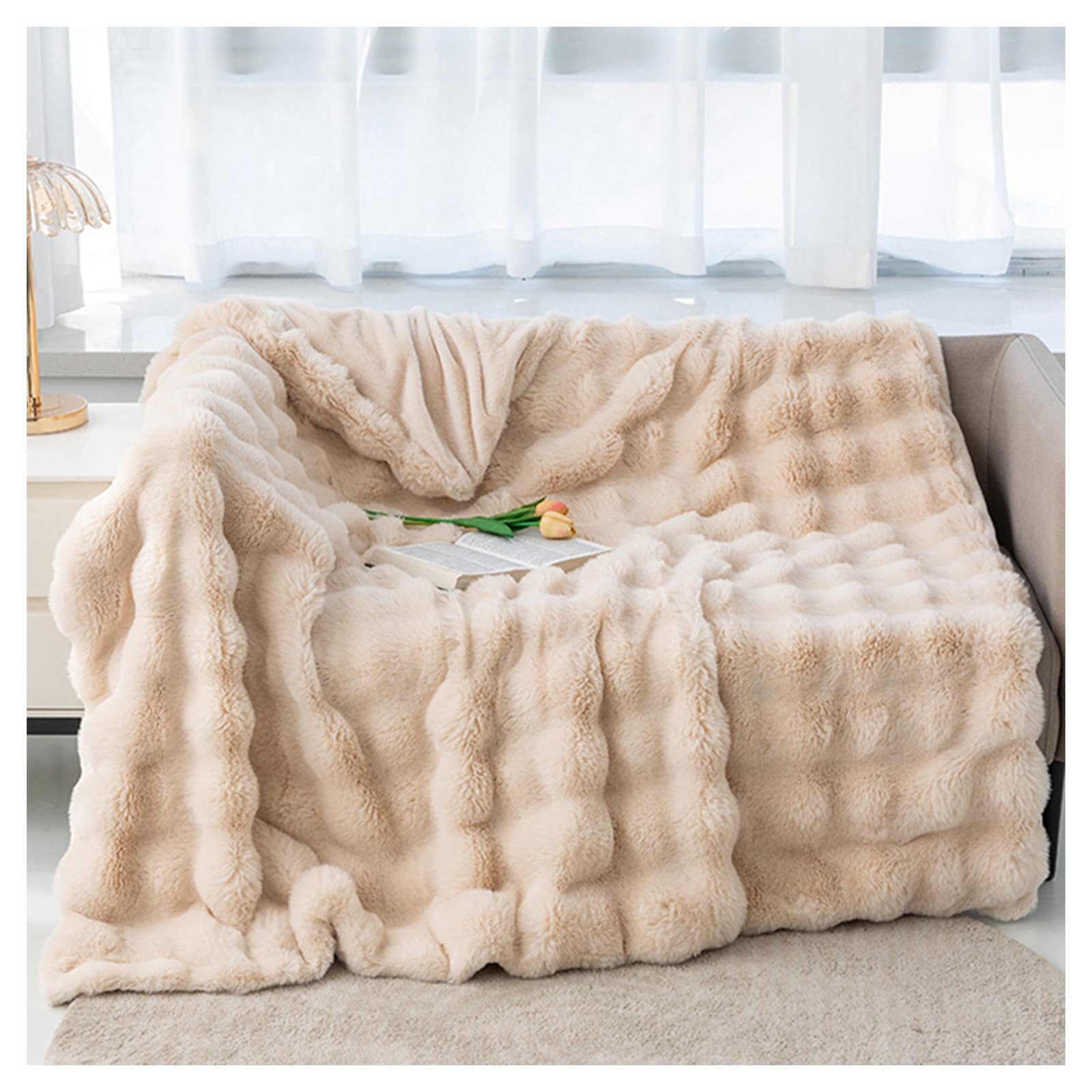 Wohndecke Kuscheldecke, Weiche Künstliches Kaninchenfell Decke, günstig online kaufen