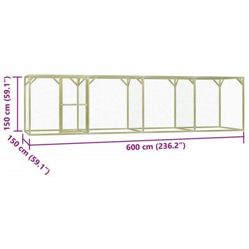 vidaXL Voliere Hühnerkäfig 6x1,5x1,5 m Kiefernholz Imprägniert und Stahl