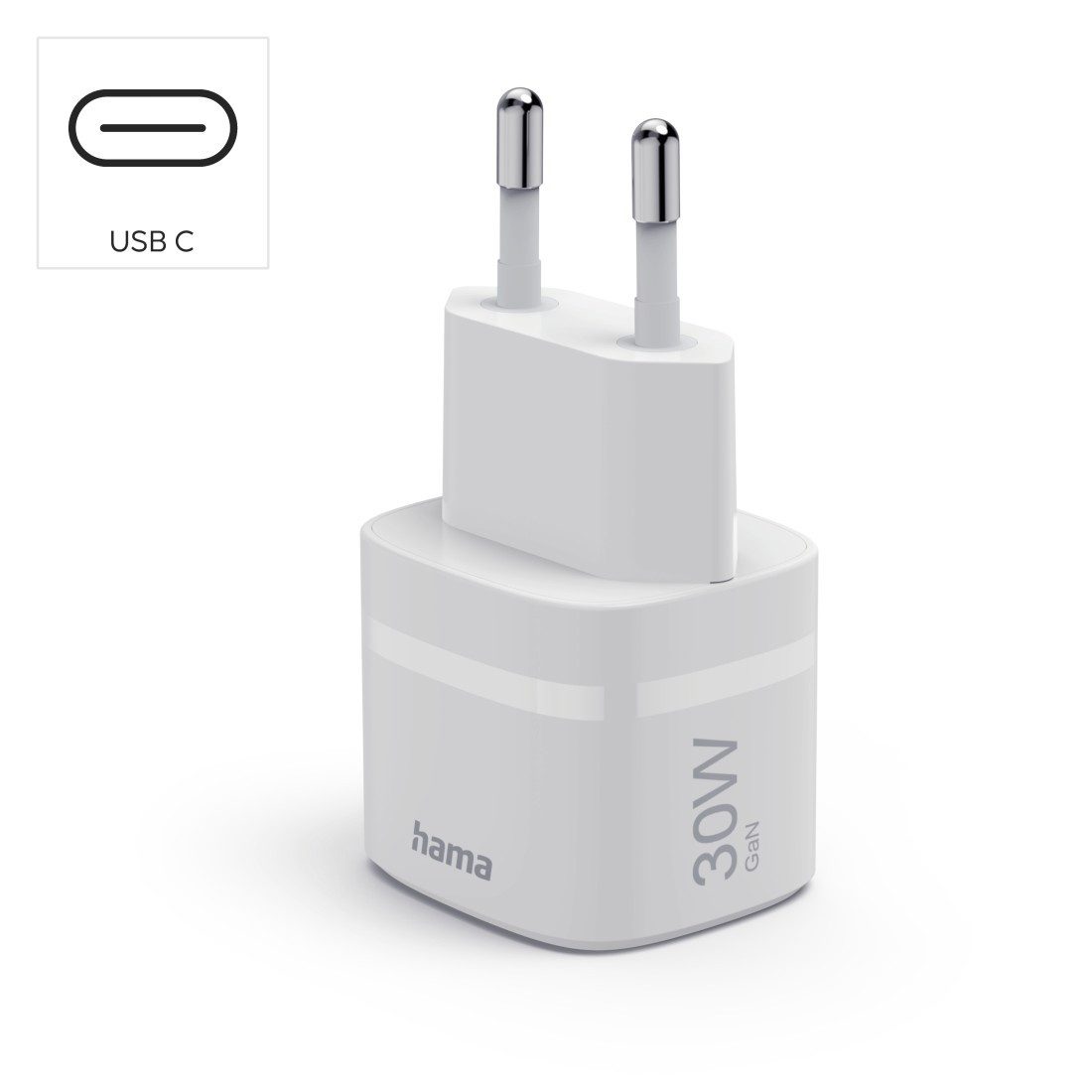 Hama USB-C-Ladeadapter 30 W für Smartphone und Tablet USB-Ladegerät (GaN-Technologie, Power Delivery, Quick Charge, kompakte Bauform)