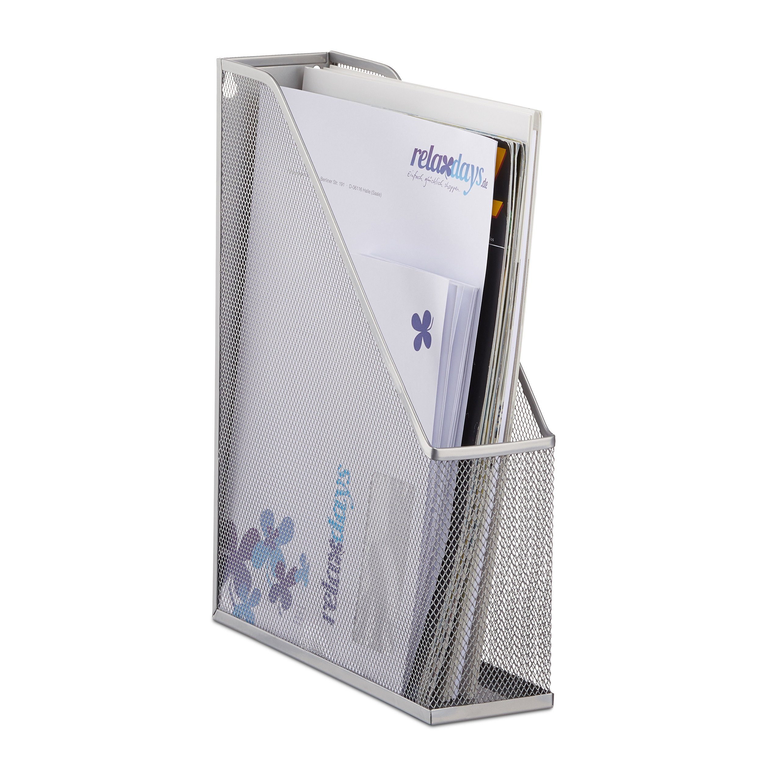 relaxdays Organizer Stehsammler Metallgeflecht (1 St), silber