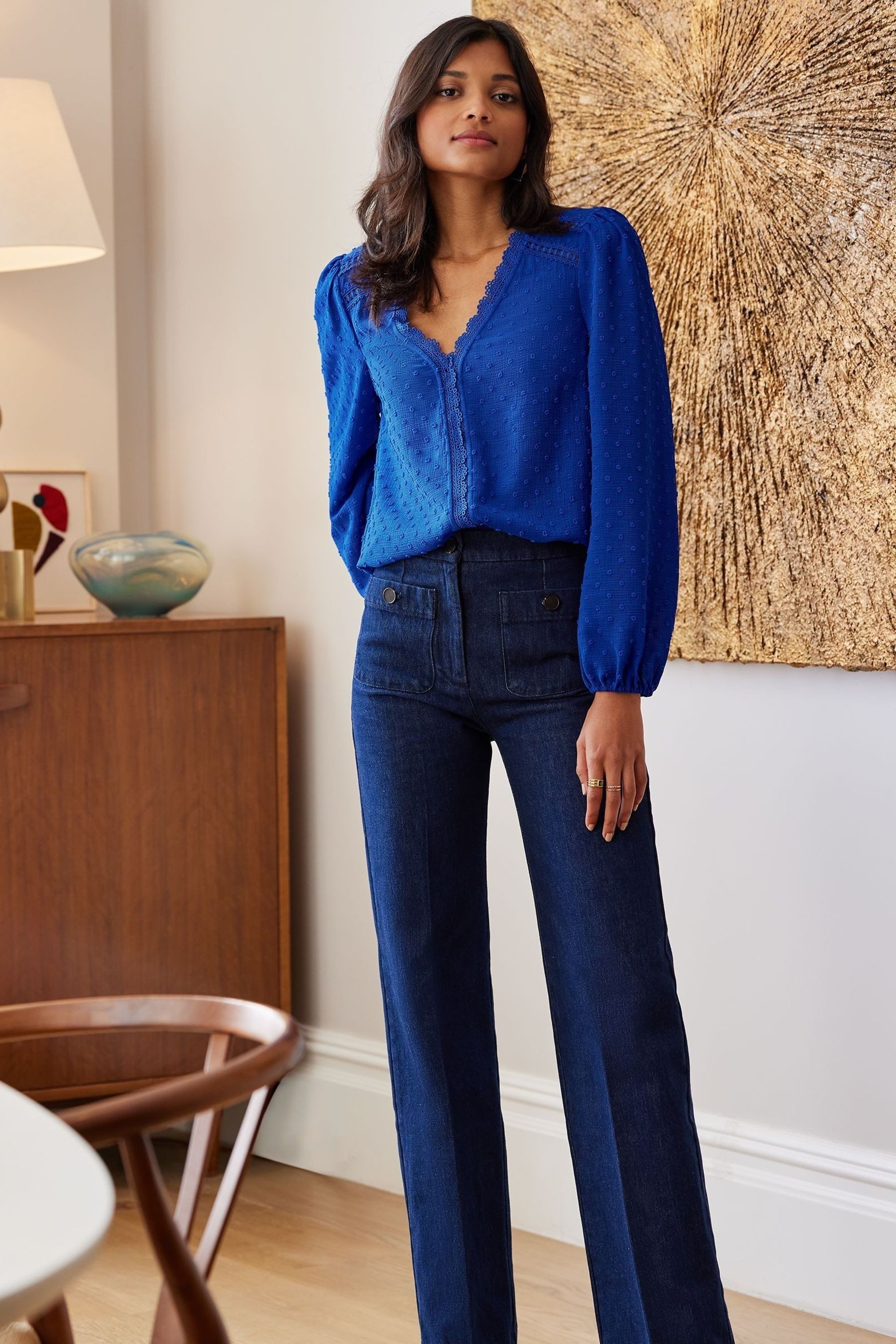 Love & Roses Langarmbluse Love & Roses Spitzenbluse mit V-Ausschnitt Regula günstig online kaufen