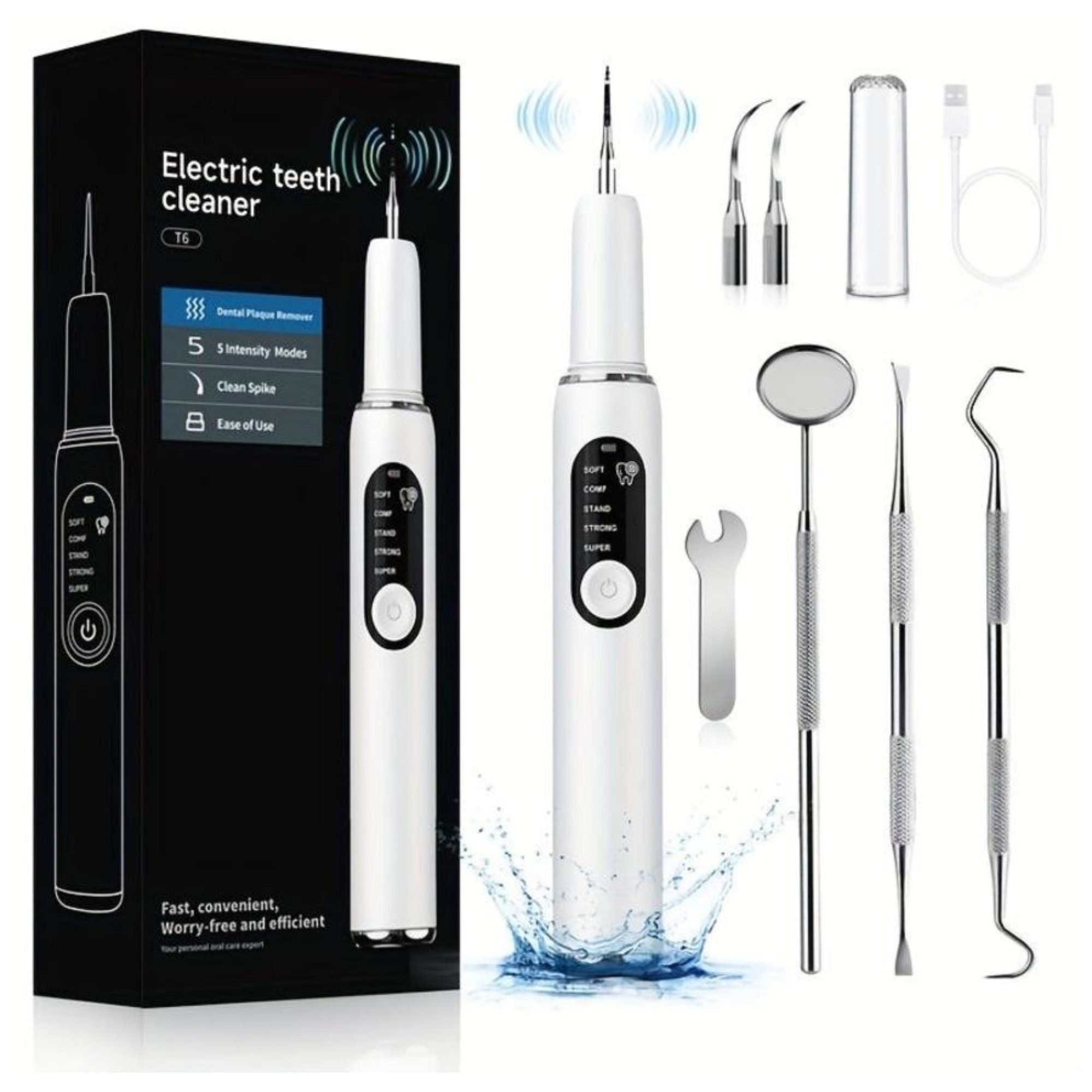 Vivitar Elektrische Zahnbürste Zwischenraumreiniger Zahnpflege-Set Zahnsteinentferner, Ultraschall, Aufsteckbürsten: 3 St., Für gesunde Zähne, USB-aufladbar, Plaqueentfernung, Zahnsteinreduktion, USB-aufladbar, kabellos, tragbar Plaqueentfernung, Zahnsteinreduktion