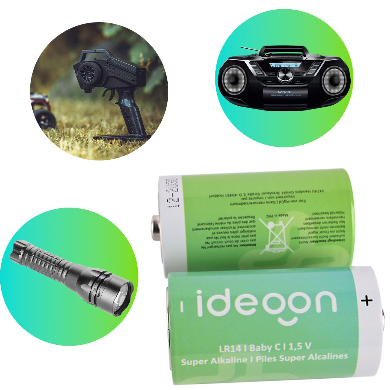 shop'n smile ideoon Batterien Typ C Baby LR14 Alkaline 1,5V langlebig Energiequelle Batterie, (2 St), Batterie Typ C (LR14), 1,5 V/nicht wiederaufladbar/auslaufsicher