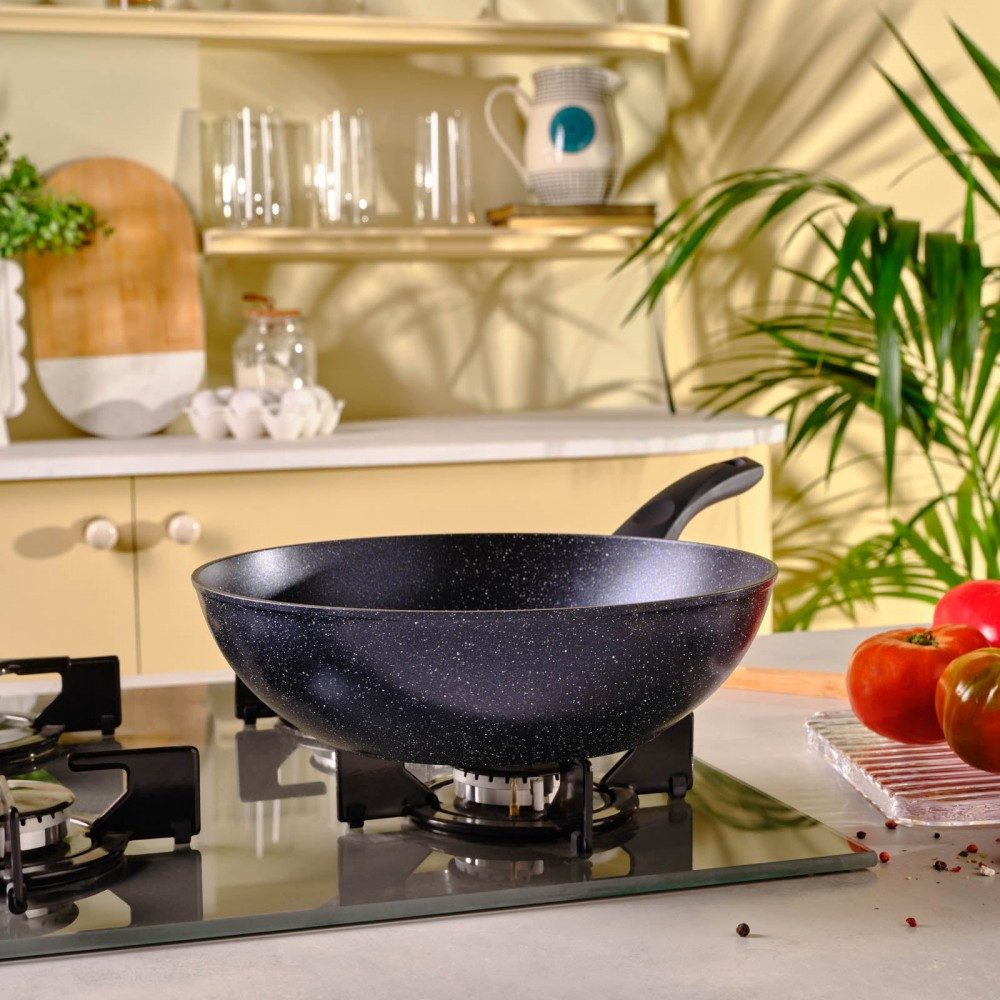 Karaca Topf-Set Karaca Aqua Granit Wok Wokpfanne Pfanne Bratpfanne Kochtopf 28 cm