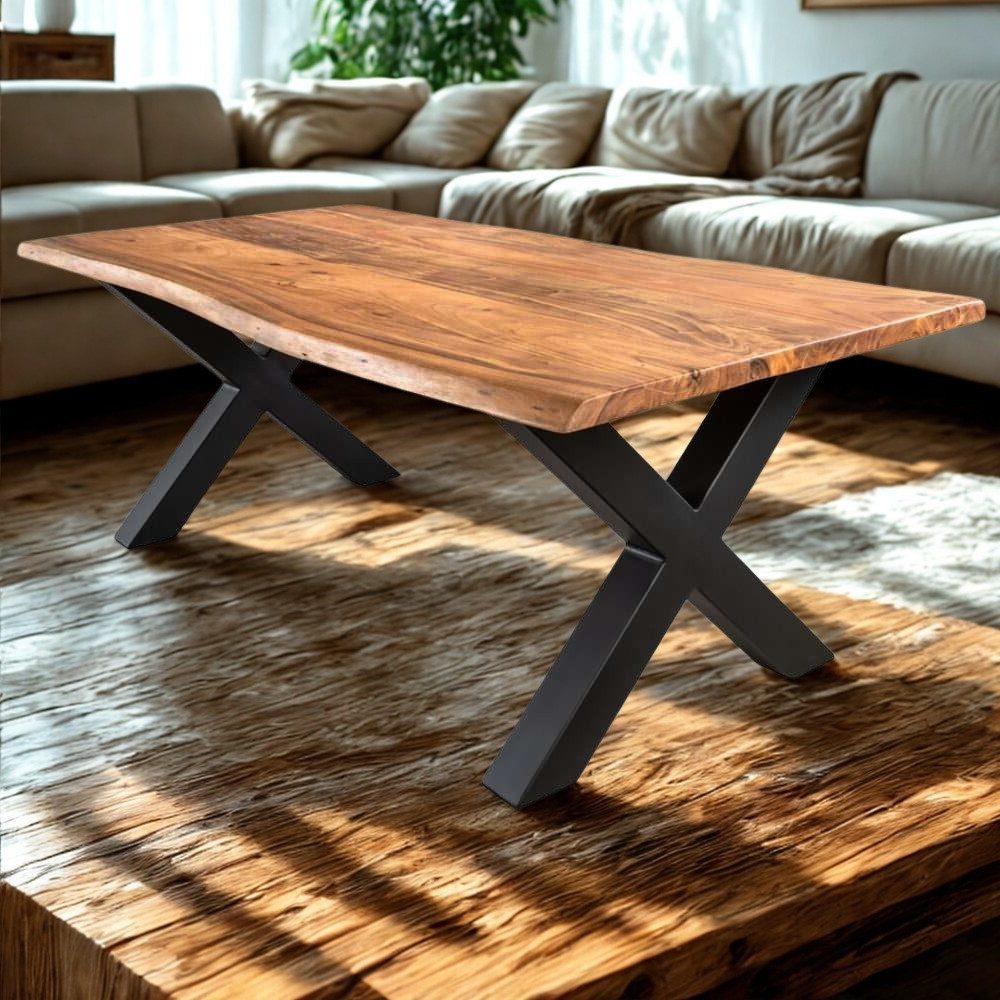 LebensWohnArt Couchtisch Massivholz Couchtisch NARBOL 100cm Akazie 3cm Tisc günstig online kaufen