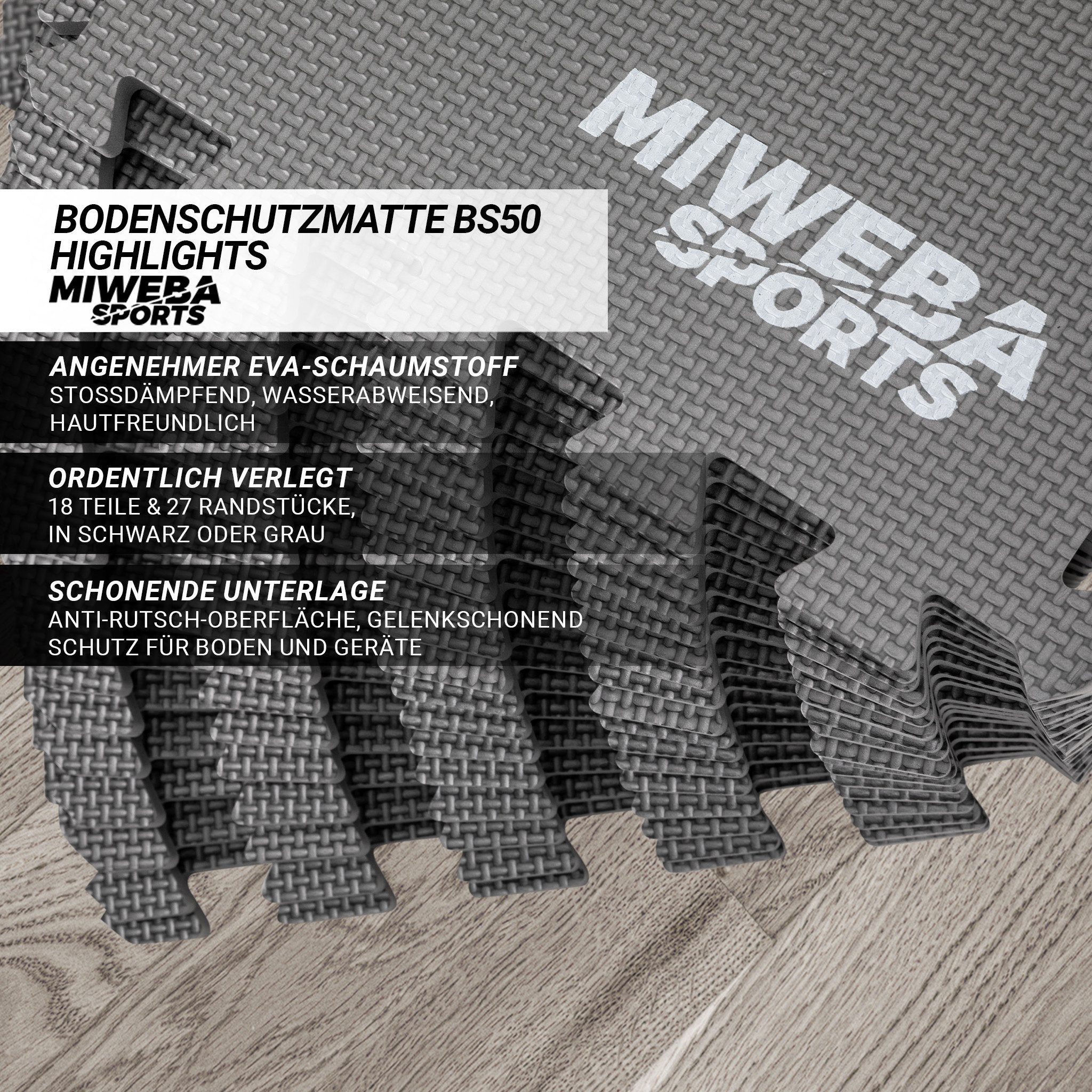 Miweba Sports Bodenschutzmatte BS100 - BS50 Puzzlematte - Premium Trainings günstig online kaufen