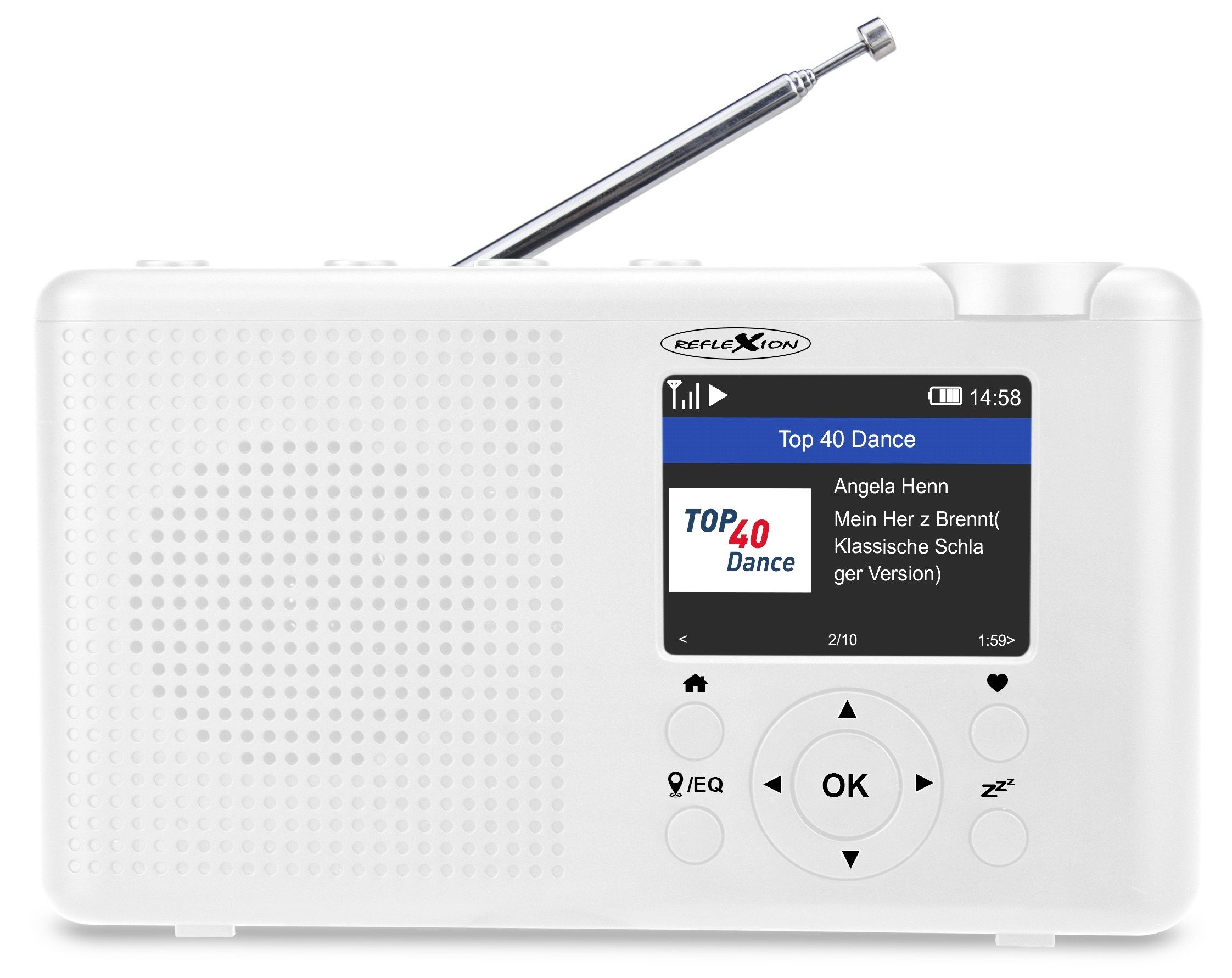 Reflexion TRA23I weiß Internet-Radio (Digitalradio (DAB), Bluetooth, Farbdisplayanzeige, Netz- und Batteriebetrieb, 99 Senderspeicherplätze)