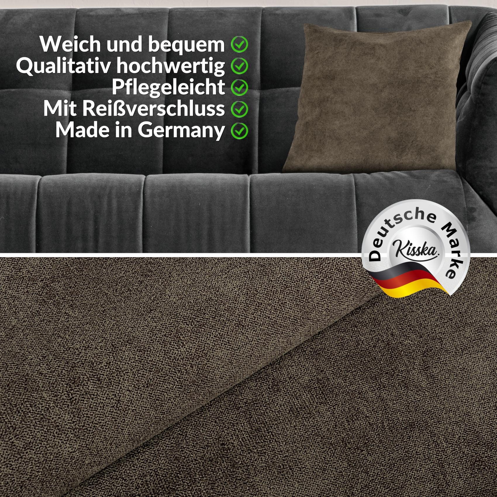Kisska Dekokissen Kissenhülle MAGIC atmungsaktiv Velour Zierkissen Ambiente Dekorieren, Kissenüberzug ohne Füllung Meliert-Optik 50x30cm Einfarbig Hellbraun