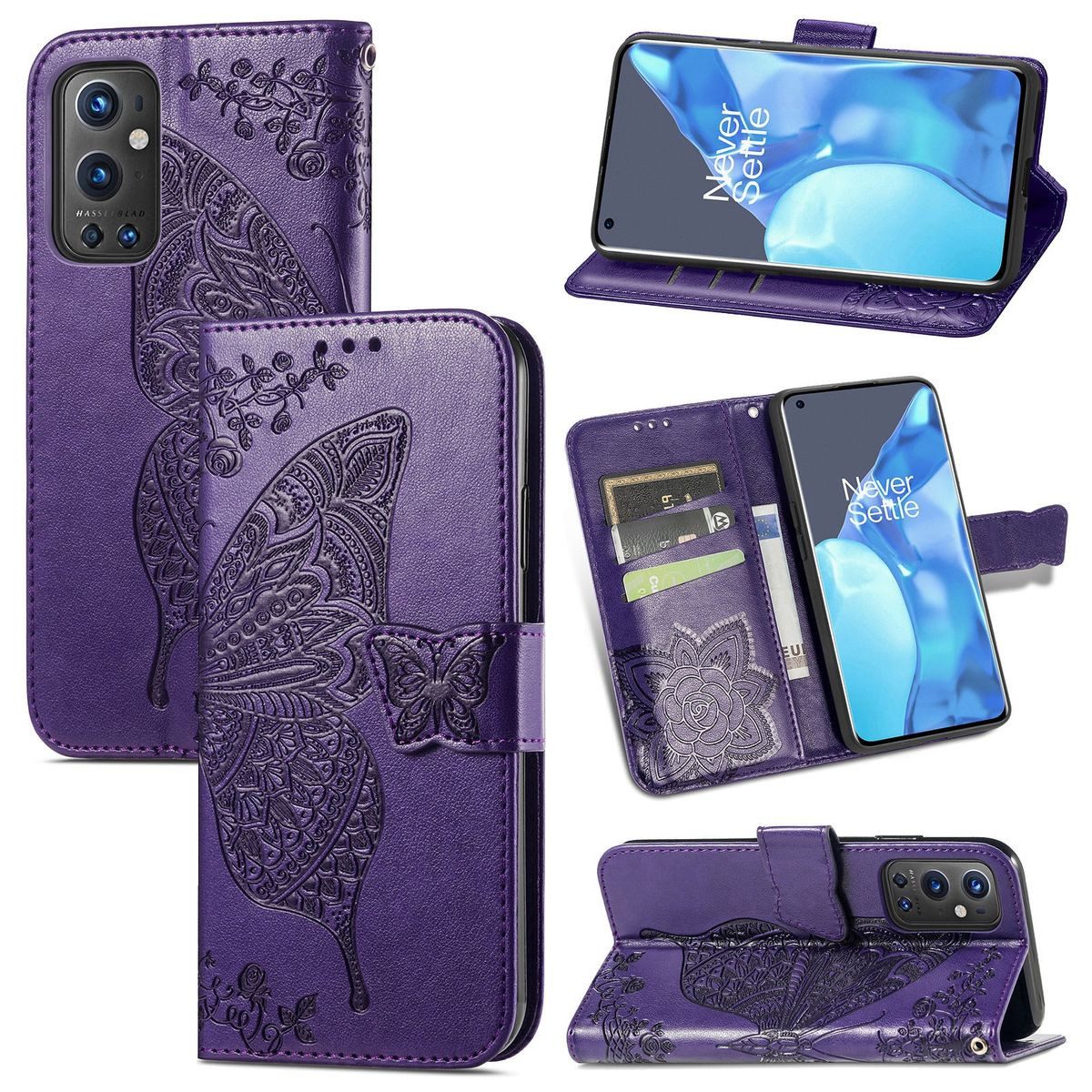 König Design Handyhülle OnePlus 9 Pro, Schutzhülle Schutztasche Case Cover Etuis Wallet Klapptasche Bookstyle