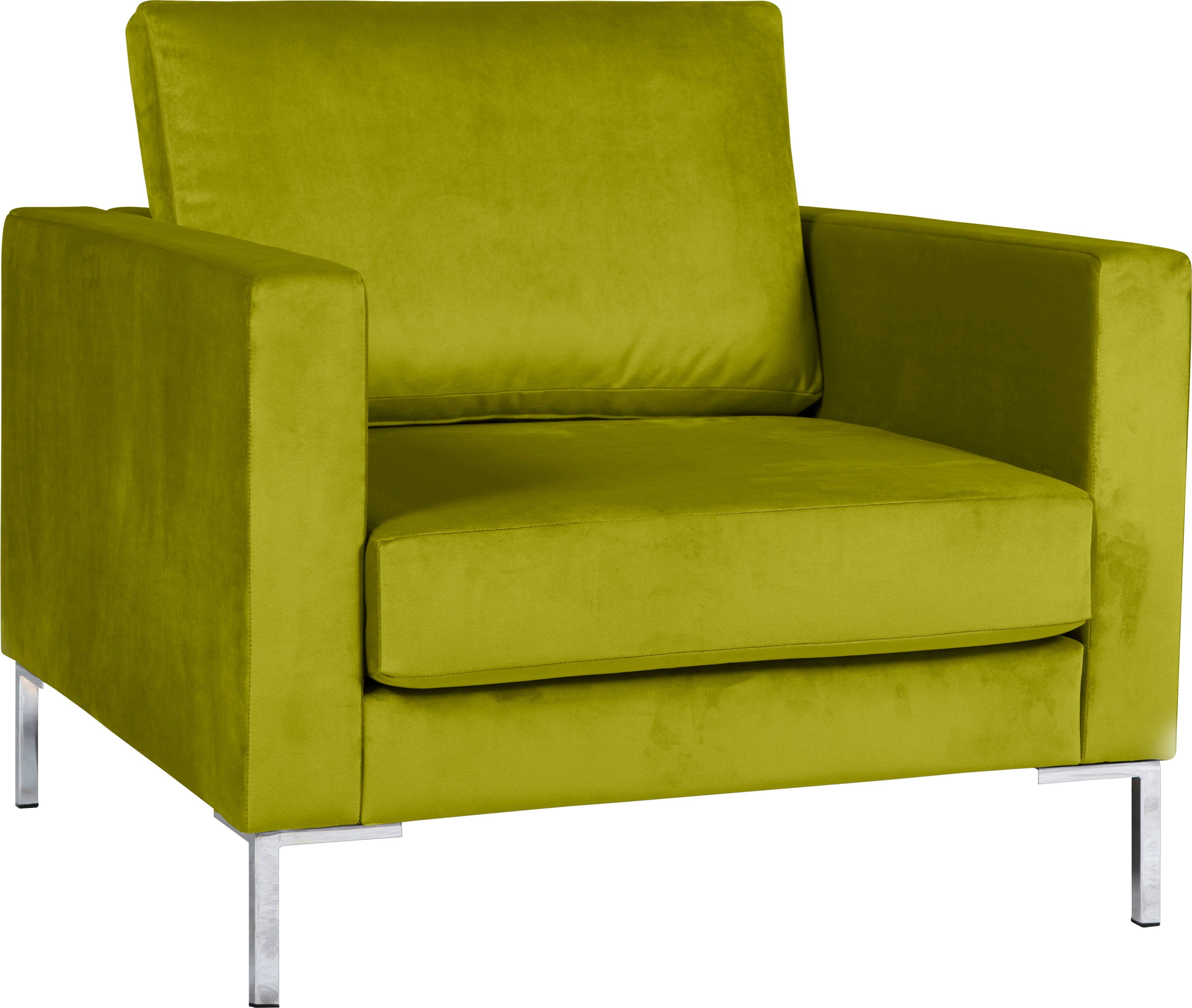 Velina, Gerberei green Sessel mit Alte Metall-Winkelfüßen