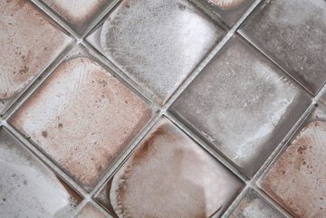 Mosani Mosaikfliesen Glasmosaik Mosaikfliese Retro Zement Style Pastell Grau Beige