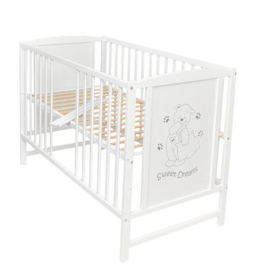 Dedstore-Baby Kinderbett Babybett mit Schaumstoff Matratze 120x60 cm Höhenverstellbar Bett (Bett und Matratze), Komplett Set