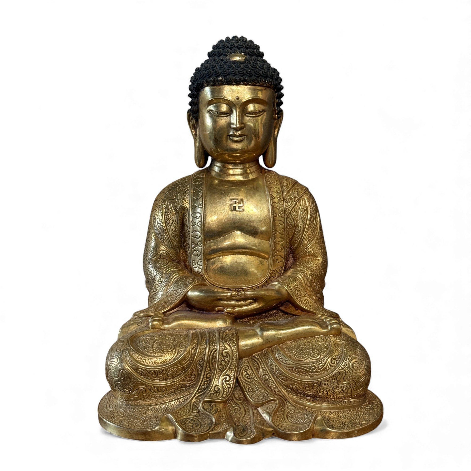Asien LifeStyle Buddhafigur Amitabha Buddha Bronze Figur – Meditation 27 cm, fein ziseliert