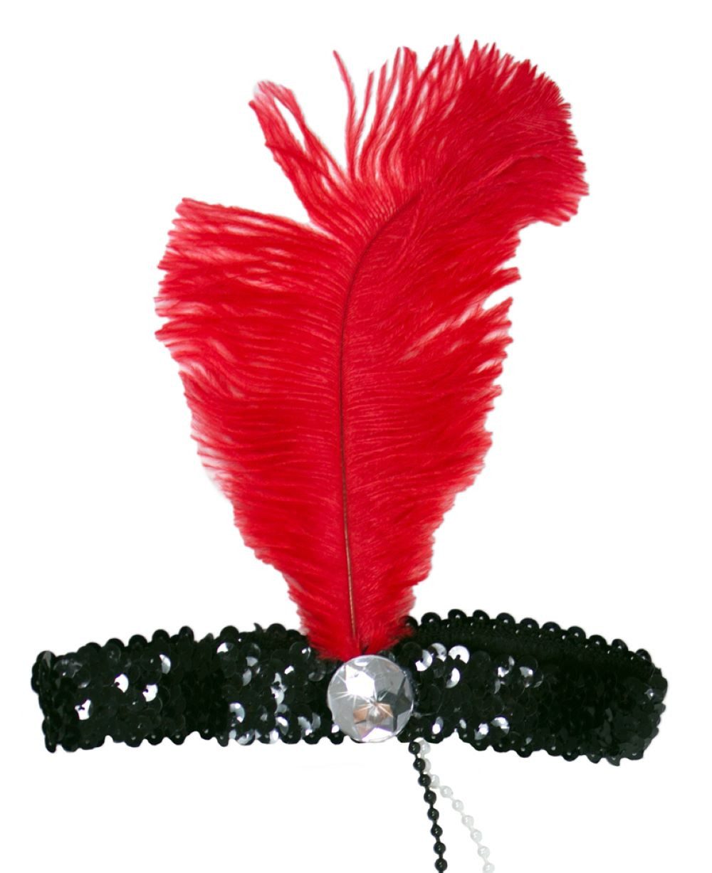 Das Kostümland Kostüm Charleston Feder Stirnband 'Kira' - Schwarz Rot günstig online kaufen